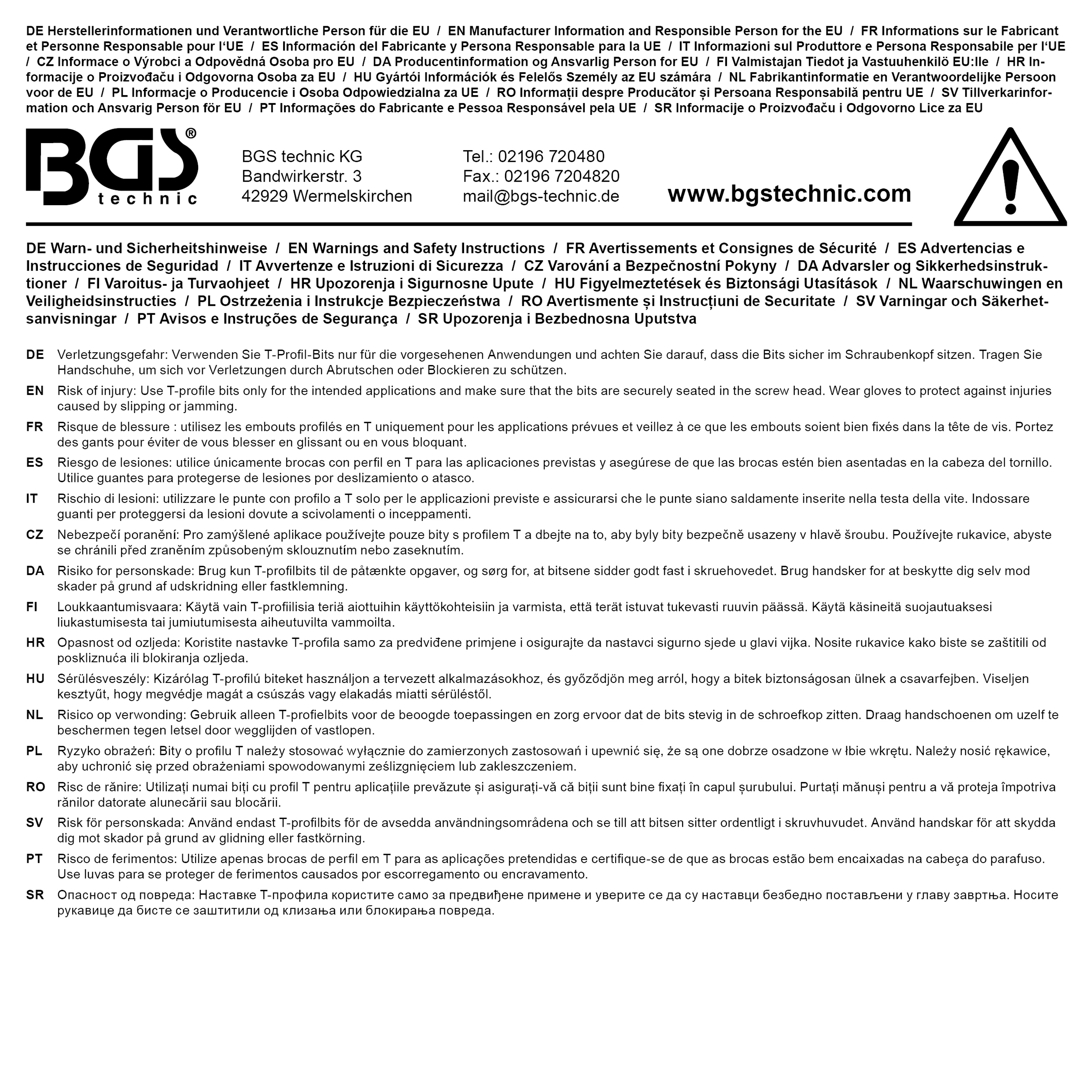 BGS Bit | Länge 75 mm | Antrieb Außensechskant 10 mm (3/8") | T-Profil (für Torx) T20