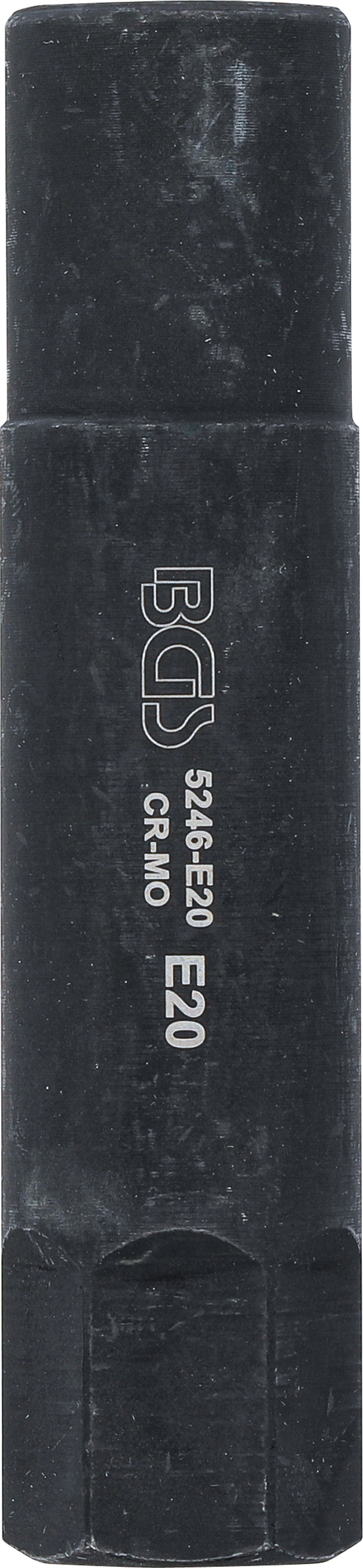 BGS Steckschlüssel-Einsatz E-Profil, extra lang | Antrieb Außensechskant 22 mm | SW E20