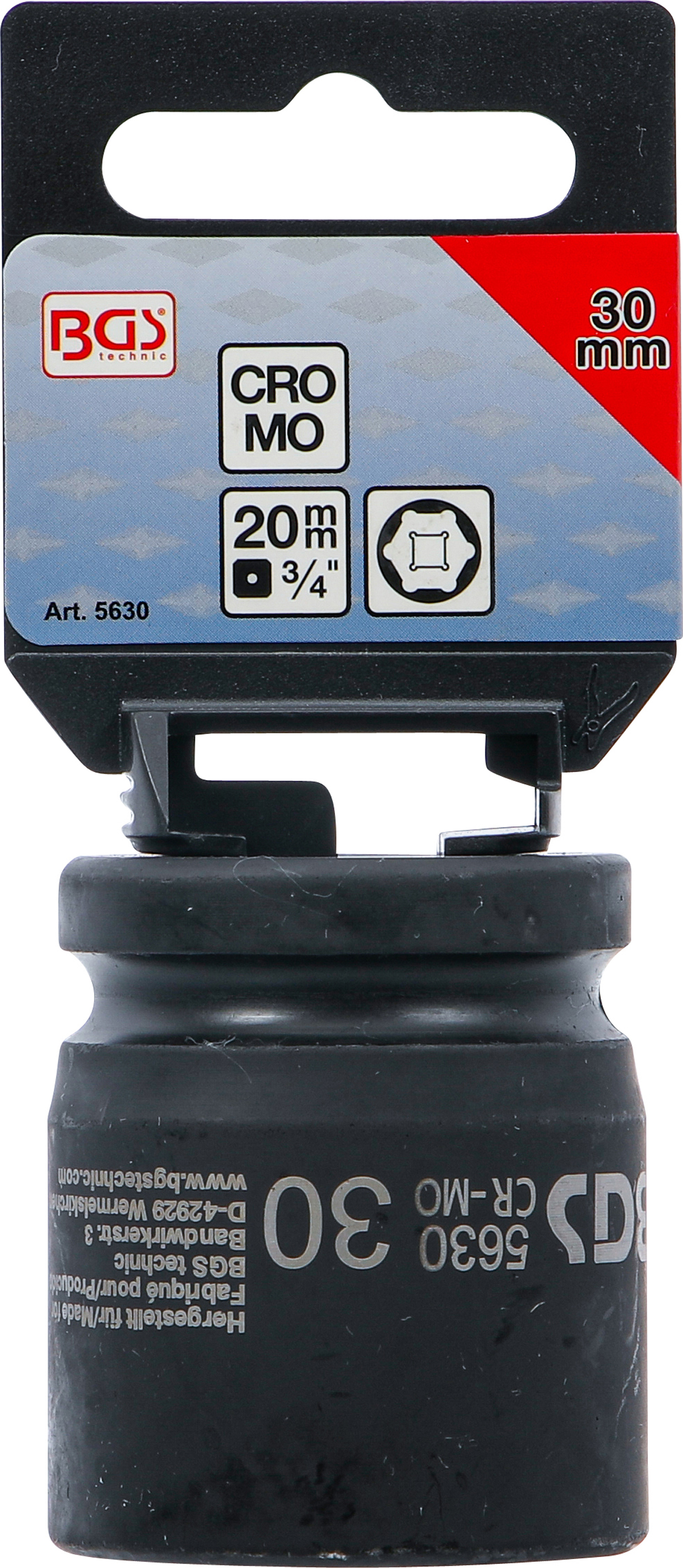 BGS Kraft-Steckschlüssel-Einsatz Sechskant | Antrieb Innenvierkant 20 mm (3/4") | SW 30 mm