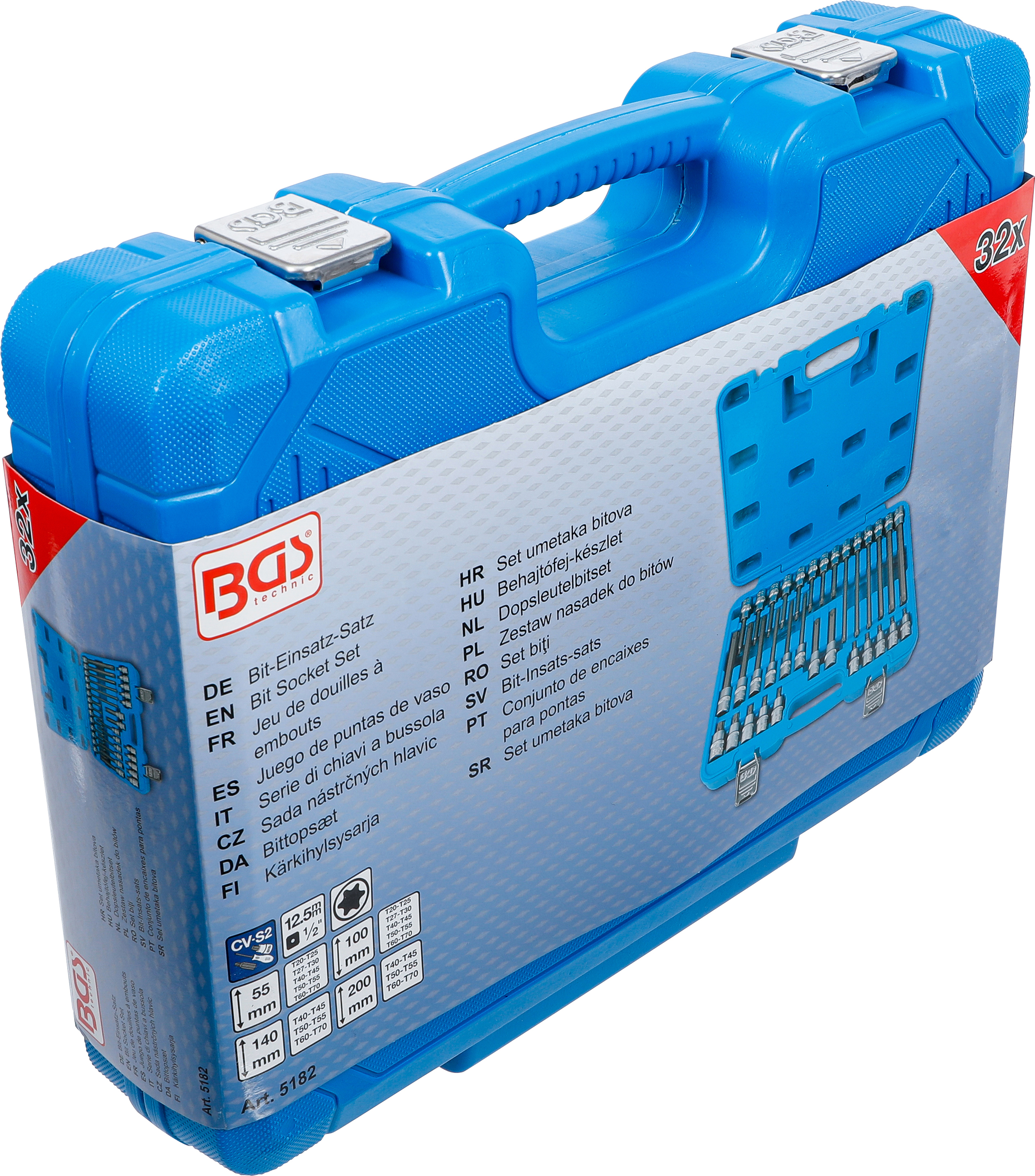 BGS Bit-Einsatz-Satz | Antrieb Innenvierkant 12,5 mm (1/2") | T-Profil (für Torx) | 32-tlg.