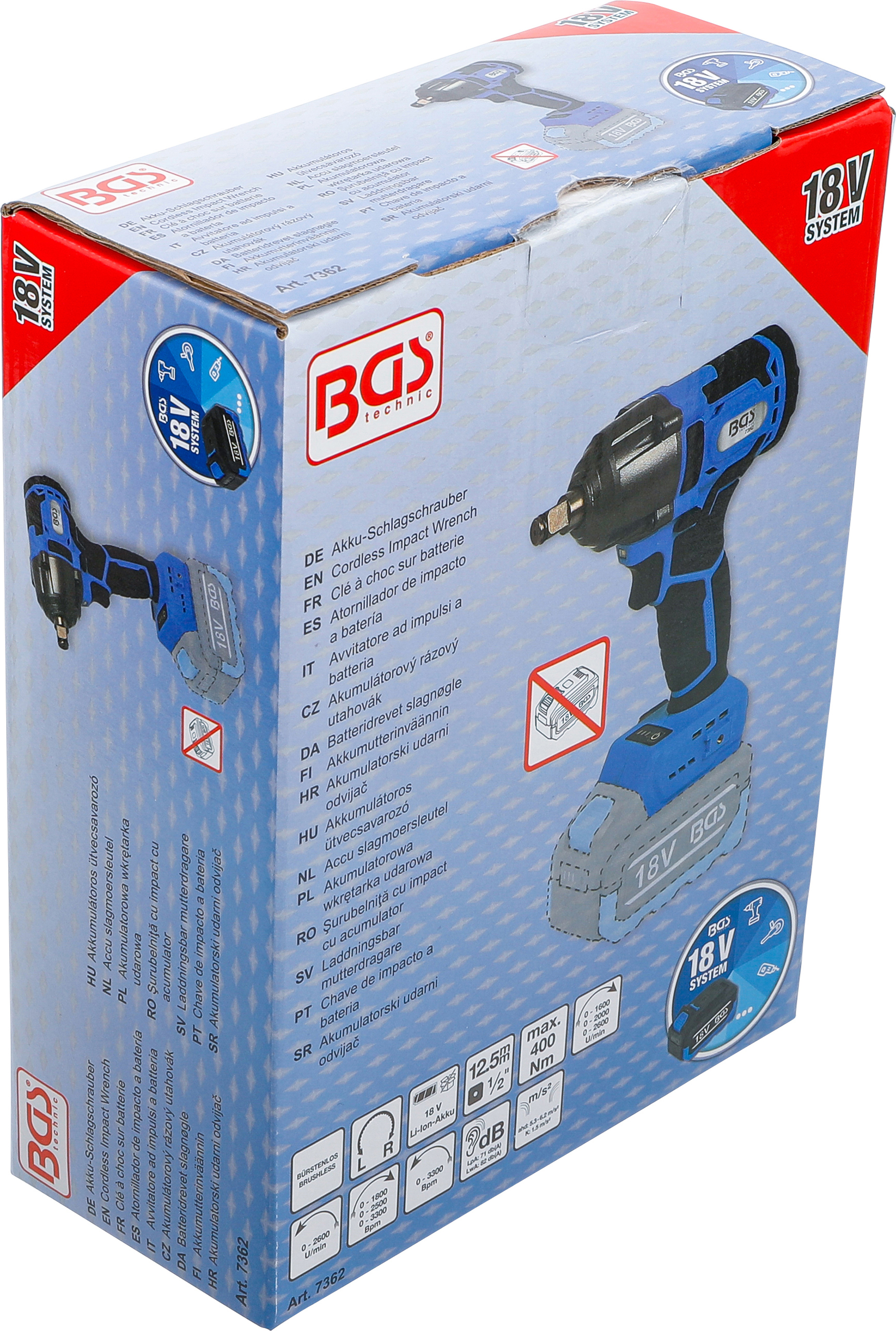 BGS Akku-Schlagschrauber | bürstenlos | 12,5 mm (1/2") | 400 Nm | 18 V | ohne Akku BGS Akku-Schlagschrauber | bürstenlos | 12,5 mm (1/2") | 400 Nm | 18 V | ohne Akku