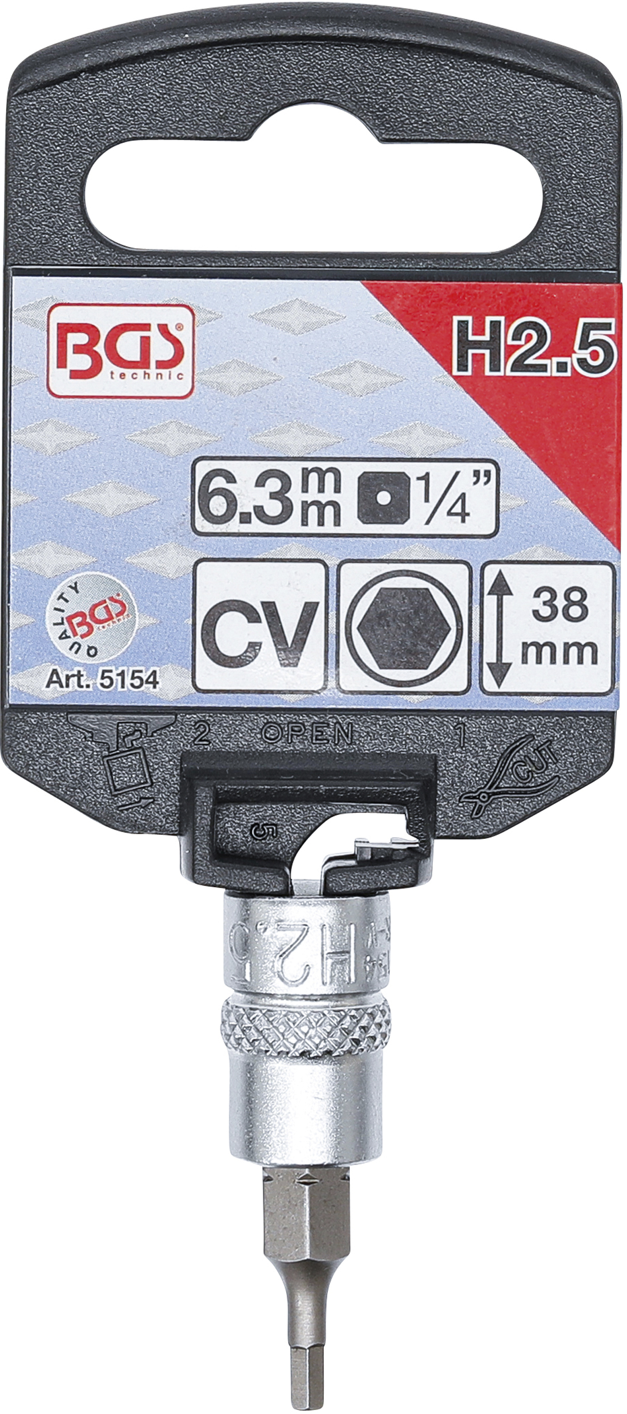 BGS Bit-Einsatz | Antrieb Innenvierkant 6,3 mm (1/4") | Innensechskant 2,5 mm