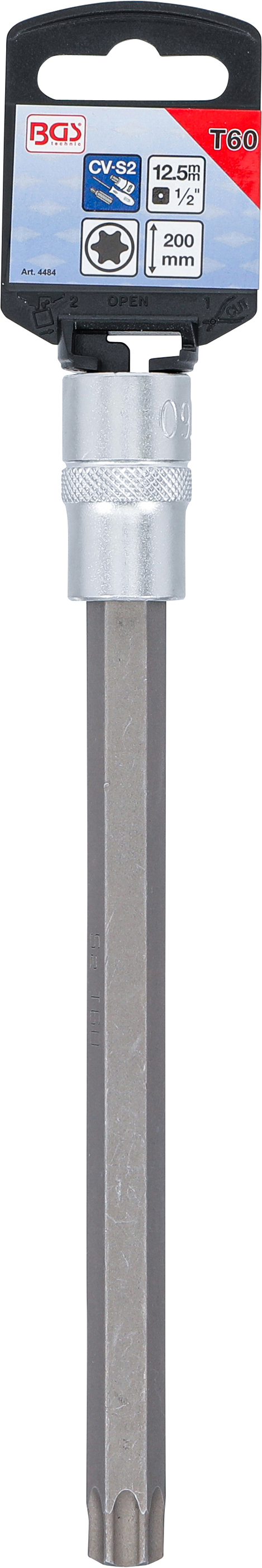BGS Bit-Einsatz | Länge 200 mm | Antrieb Innenvierkant 12,5 mm (1/2") | T-Profil (für Torx) T60