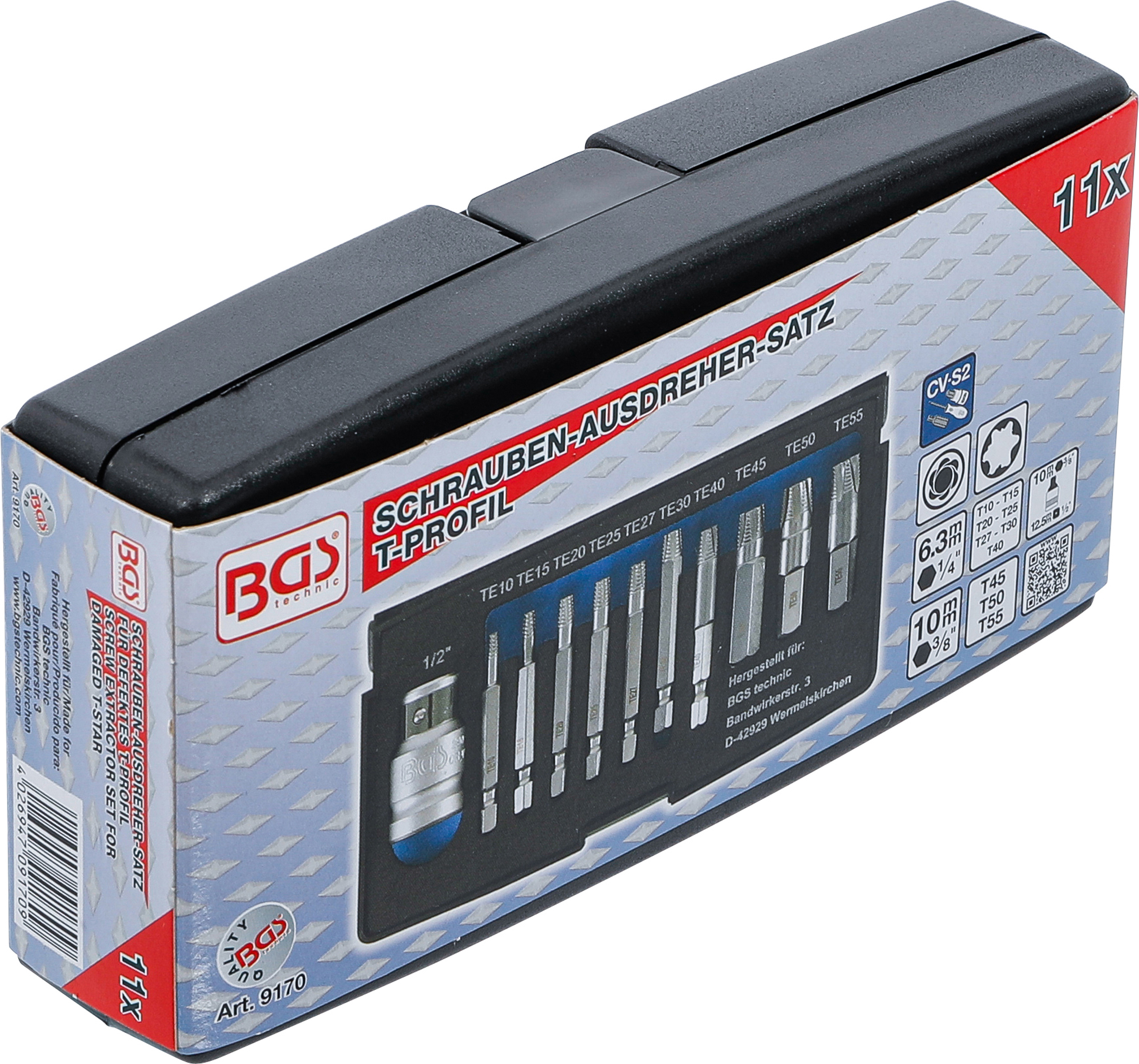 BGS Schraubenausdreher-Satz | für defektes T-Profil (für Torx) T10 - T55 | 11-tlg.