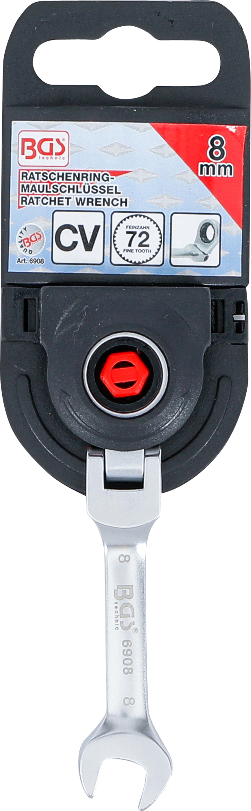 BGS Ratschenring-Maulschlüssel | kurz | abwinkelbar | SW 8 mm