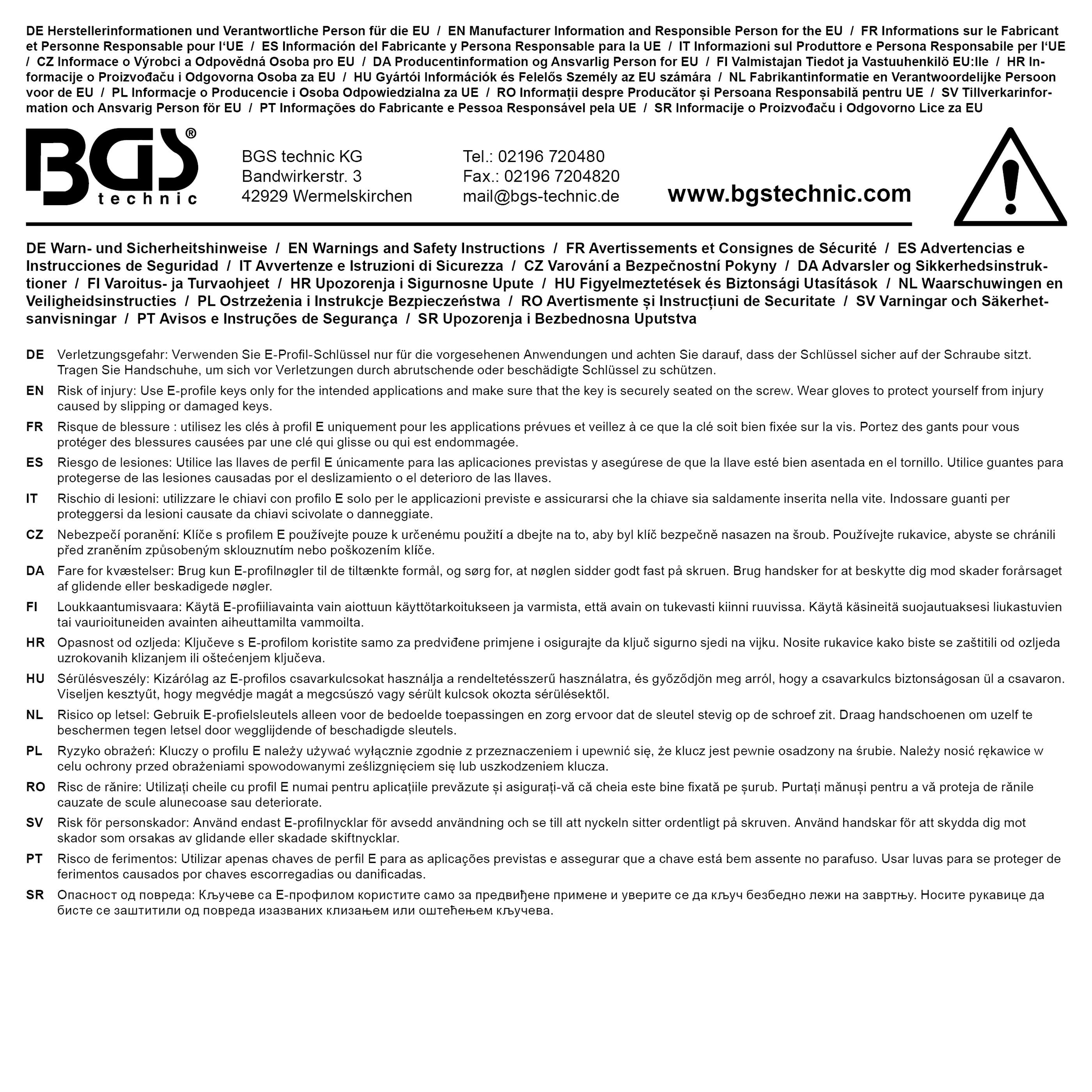 BGS Doppel-Ringschlüssel mit E-Profil-Ringköpfen | SW E16 x E22