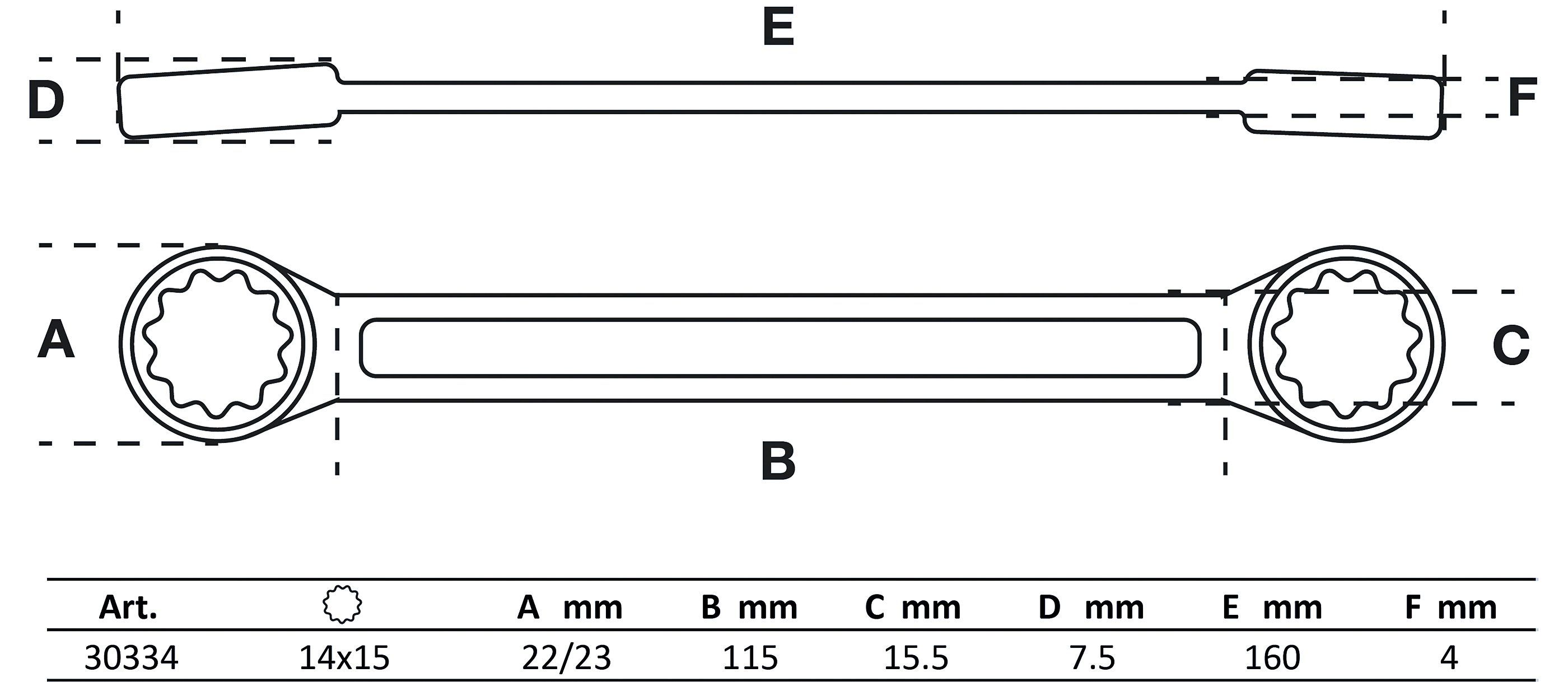 BGS Doppel-Ringschlüssel | extra flach | SW 14 x 15 mm