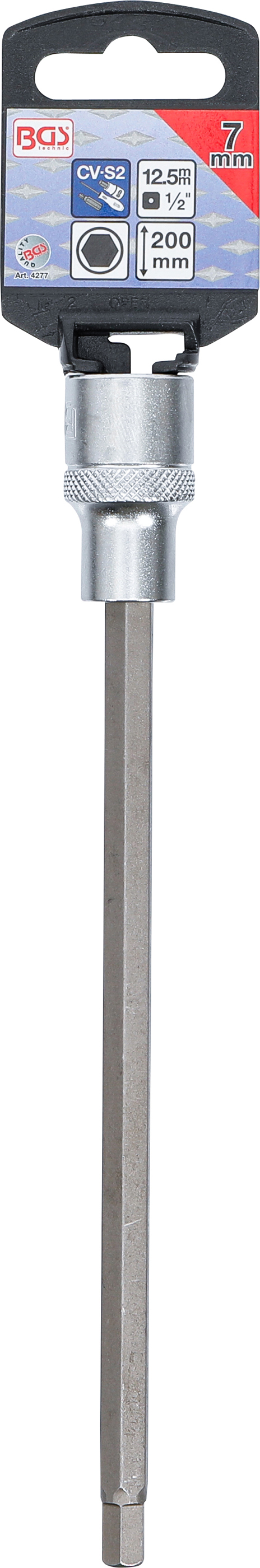 BGS Bit-Einsatz | Länge 200 mm | Antrieb Innenvierkant 12,5 mm (1/2") | Innensechskant 7 mm