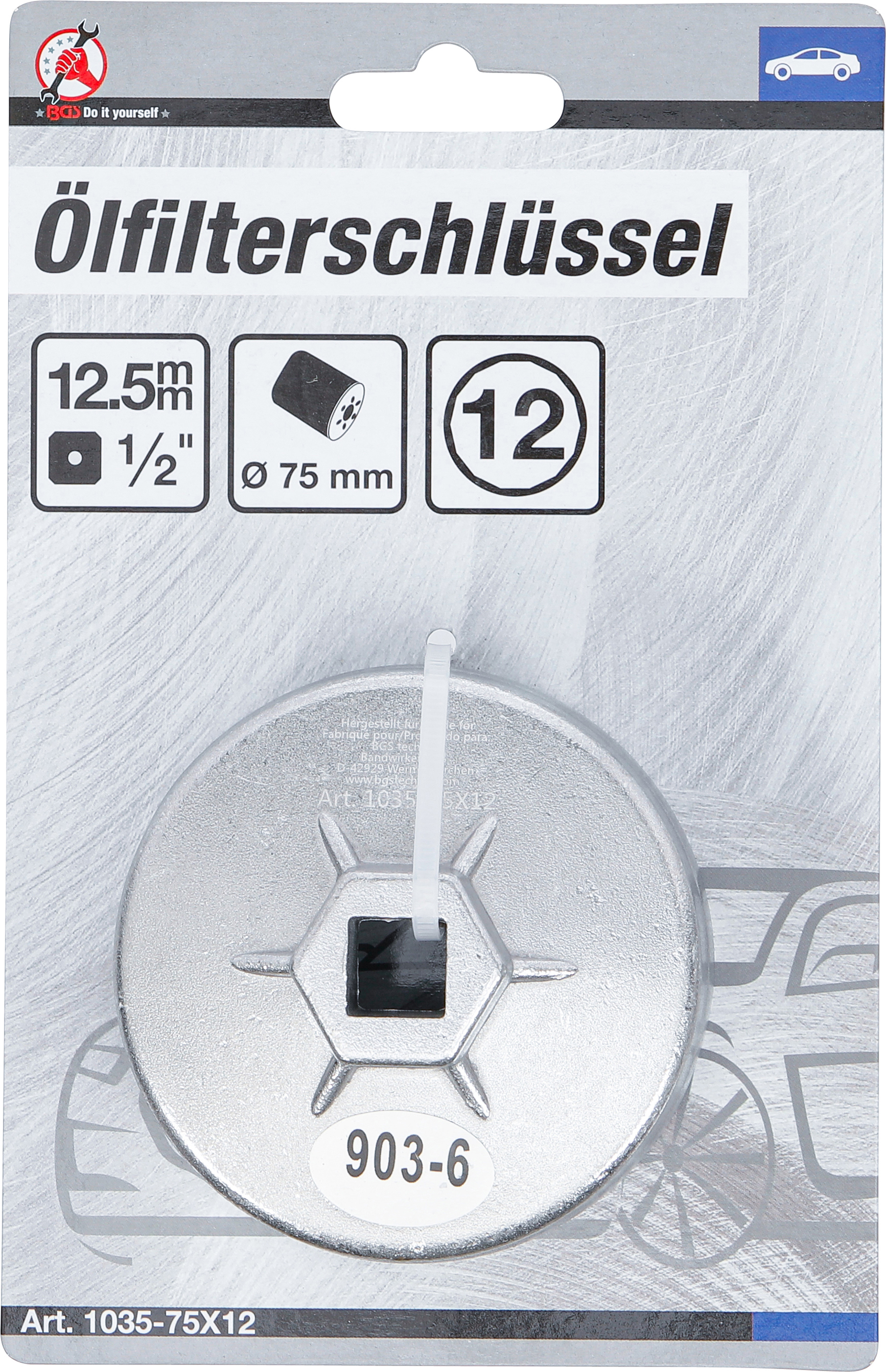 BGS Ölfilterschlüssel | Zwölfkant | Ø 75 mm