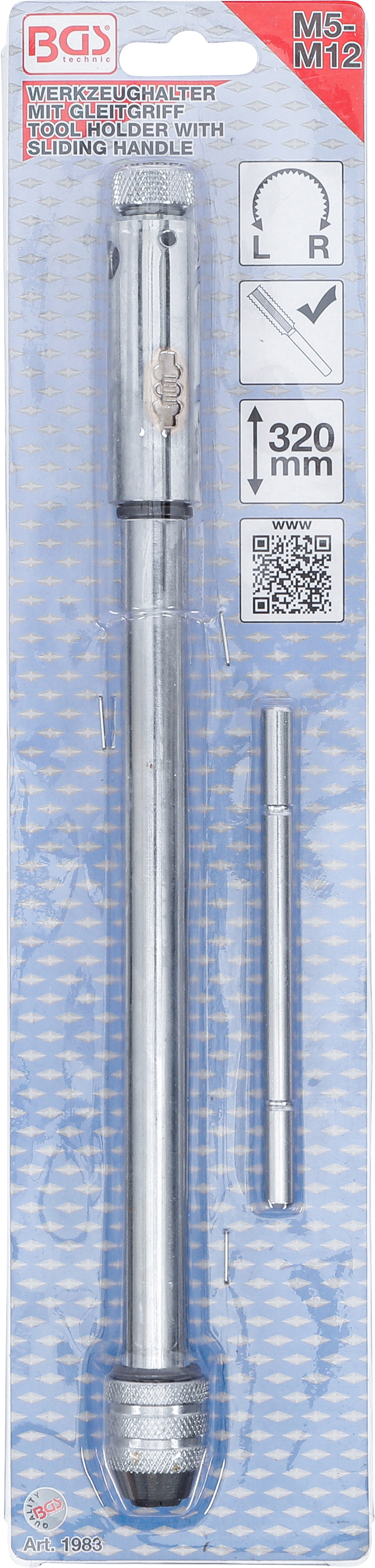 BGS Werkzeughalter mit Gleitgriff für Gewindebohrer | M5 - M12 | 320 mm