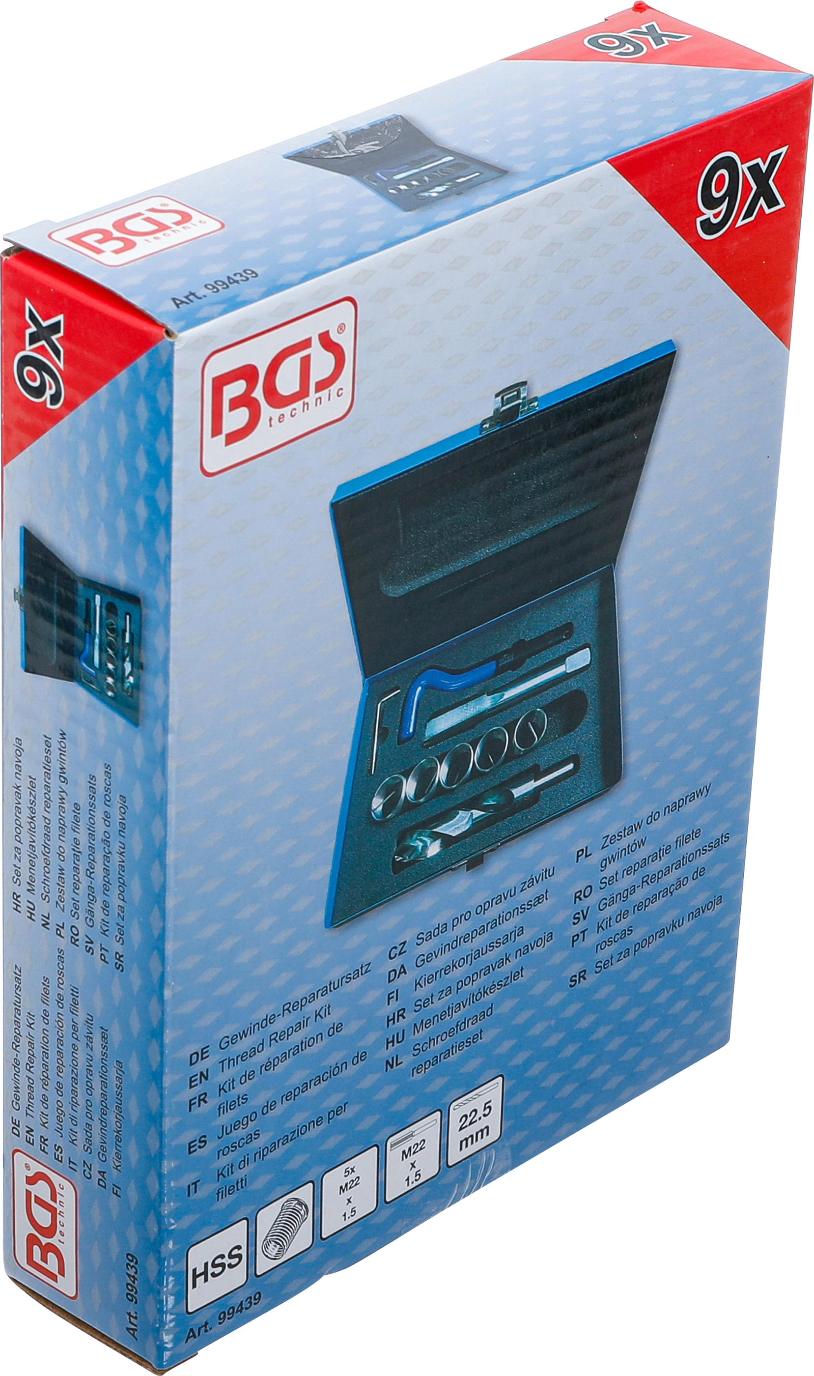 BGS Gewinde-Reparatursatz | M22 x 1,5 | 9-tlg.