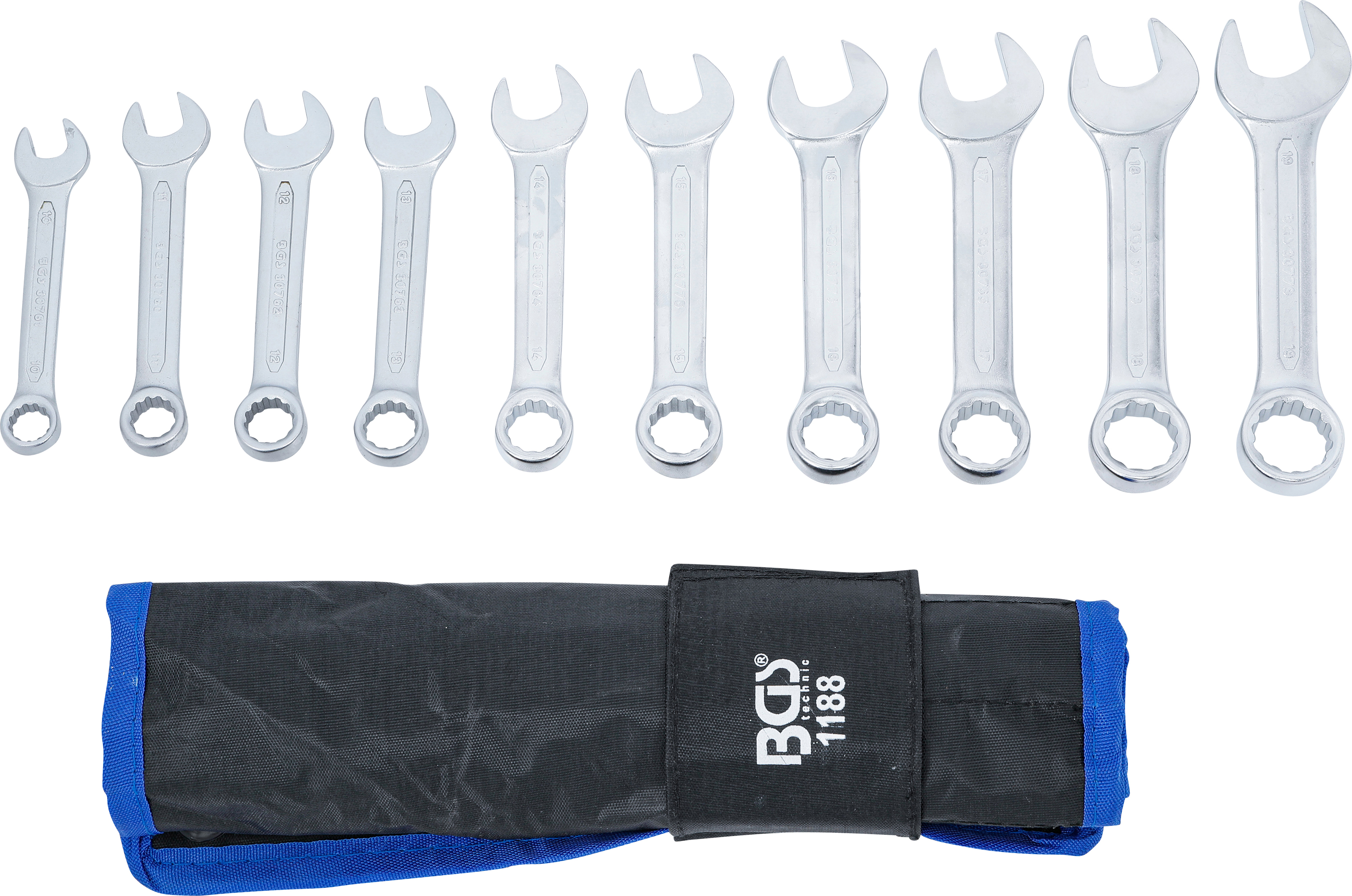 BGS Maul-Ringschlüssel-Satz | extra kurz | SW 10 - 19 mm | 10-tlg.