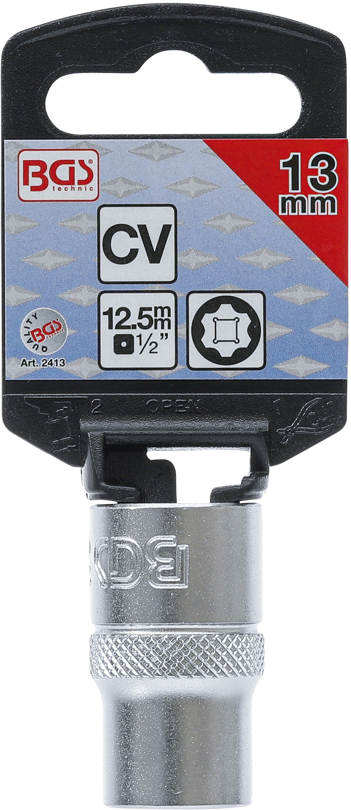 BGS Steckschlüssel-Einsatz Super Lock | Antrieb Innenvierkant 12,5 mm (1/2") | SW 13 mm