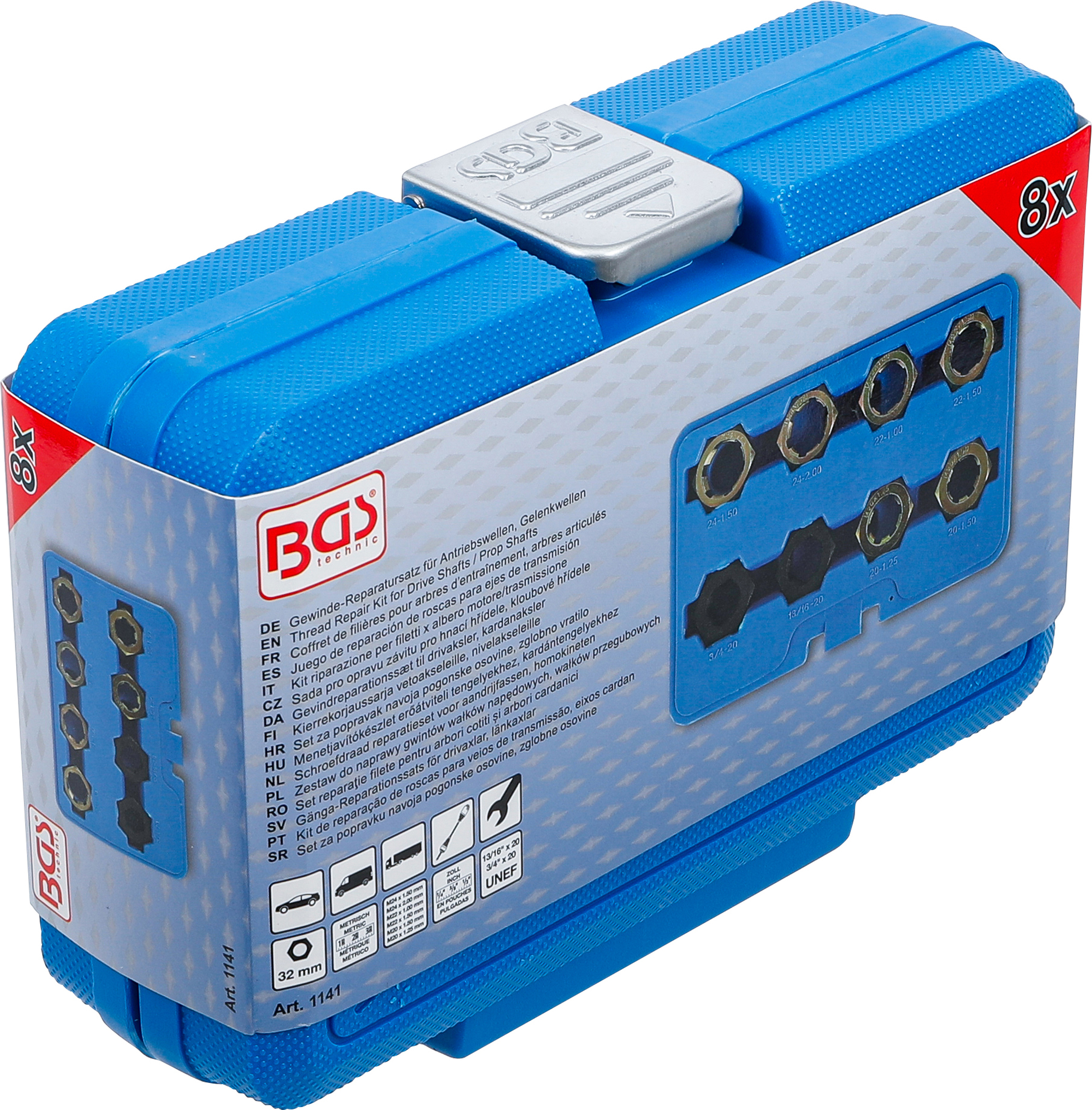 BGS Gewinde-Reparatursatz für Antriebswellen, Gelenkwellen | 8-tlg.