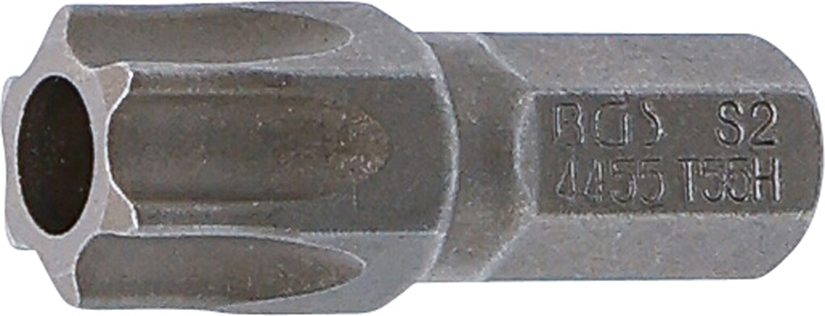 BGS Bit | Länge 30 mm | Antrieb Außensechskant 8 mm (5/16") | T-Profil (für Torx) mit Bohrung T55