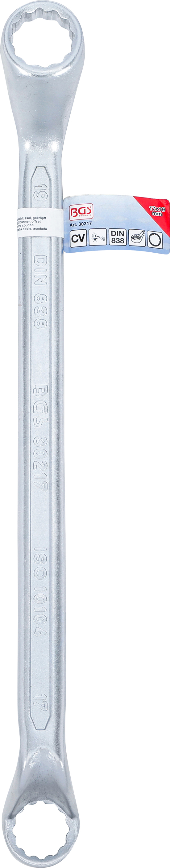 BGS Doppel-Ringschlüssel | tief gekröpft | SW 17 x 19 mm