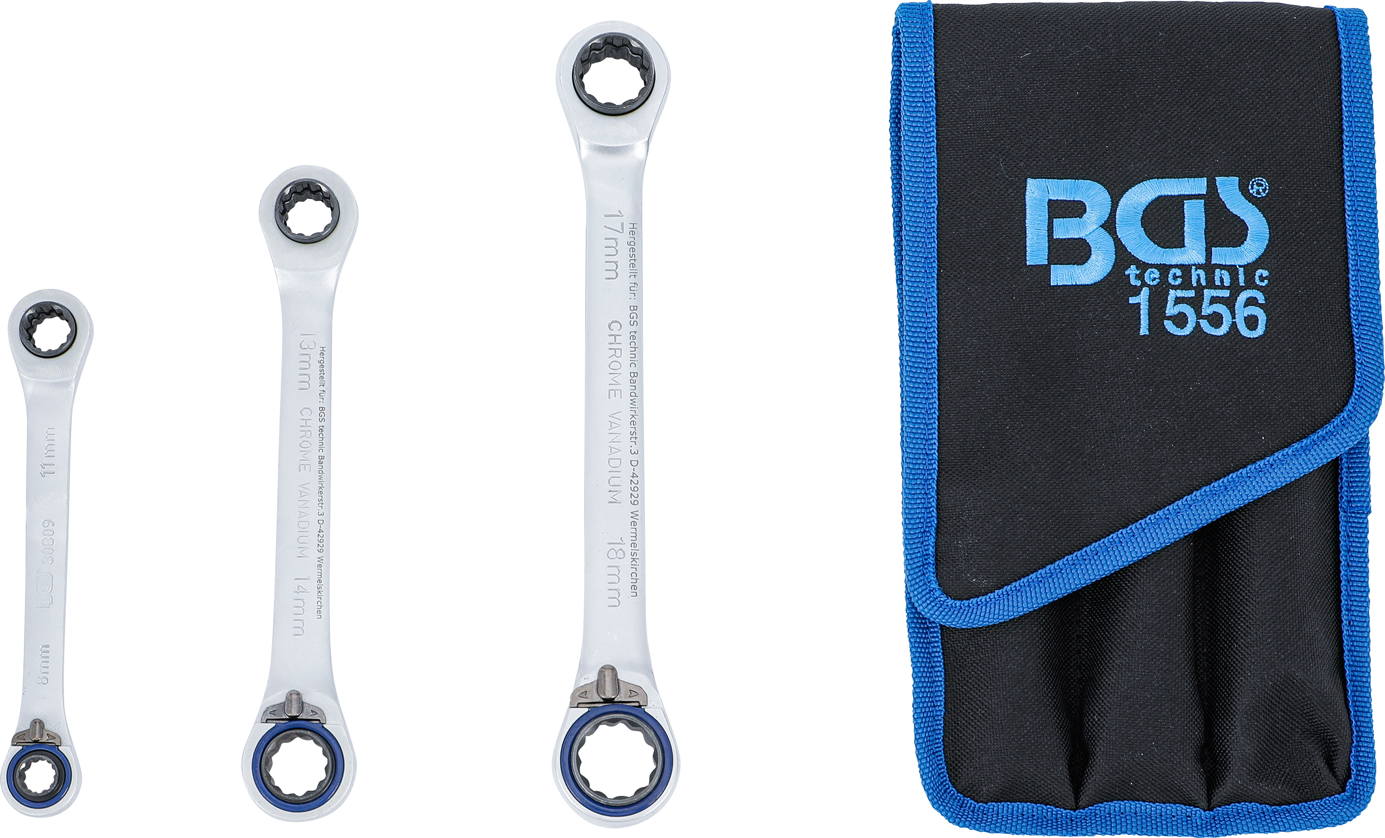 BGS Ratschen-Ringschlüssel-Satz | umschaltbar | "4-in-1" | 3-tlg.