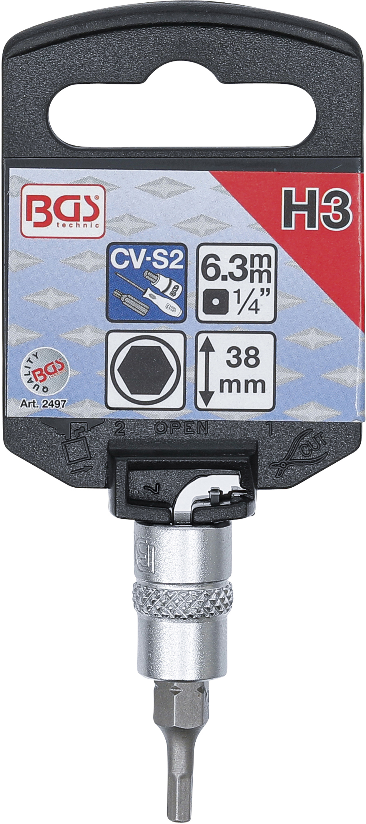 BGS Bit-Einsatz | Antrieb Innenvierkant 6,3 mm (1/4") | Innensechskant 3 mm