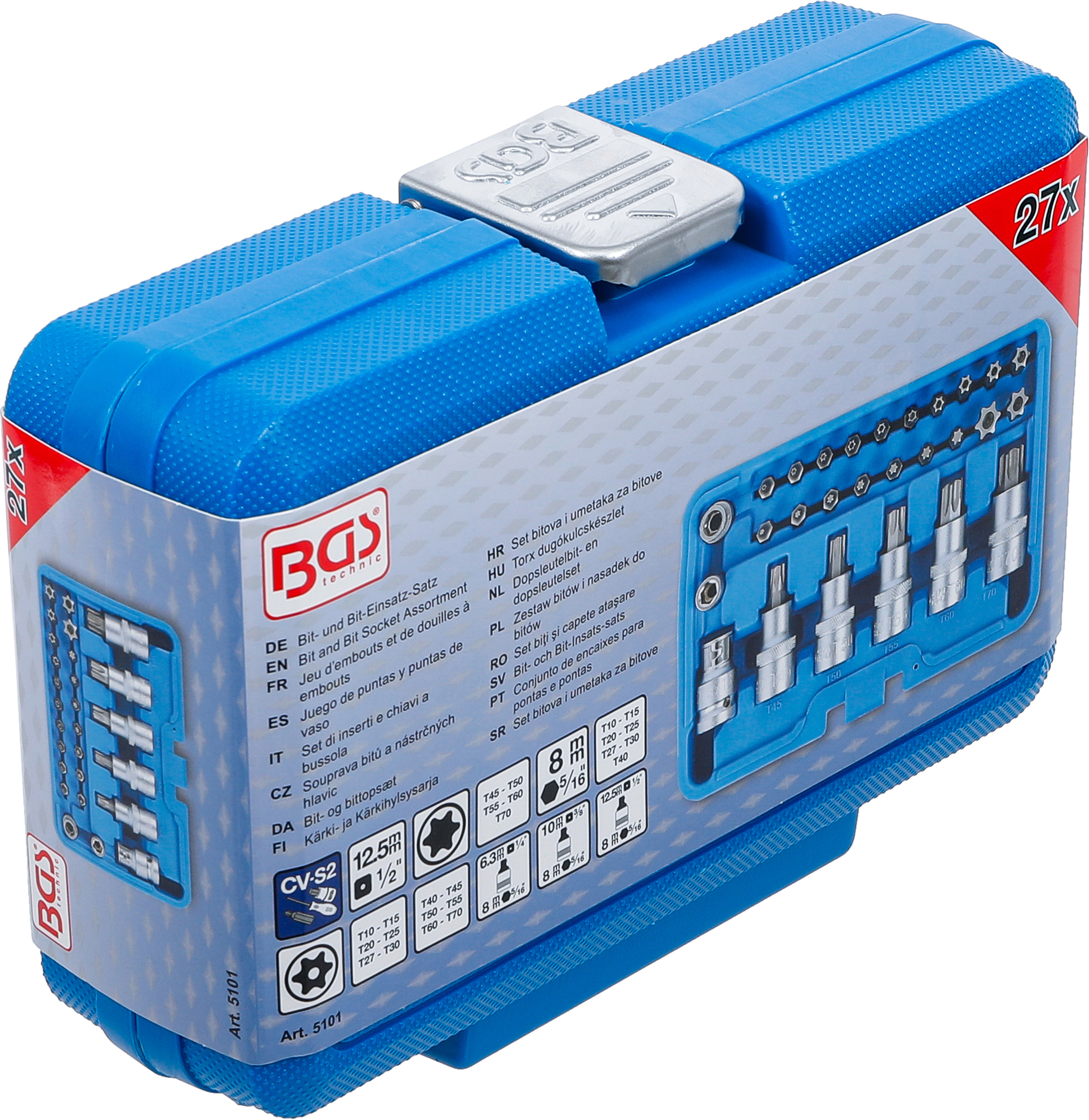BGS Bit- und Bit-Einsatz-Satz | 12,5 mm (1/2") | T-Profil (für Torx) | 27-tlg.