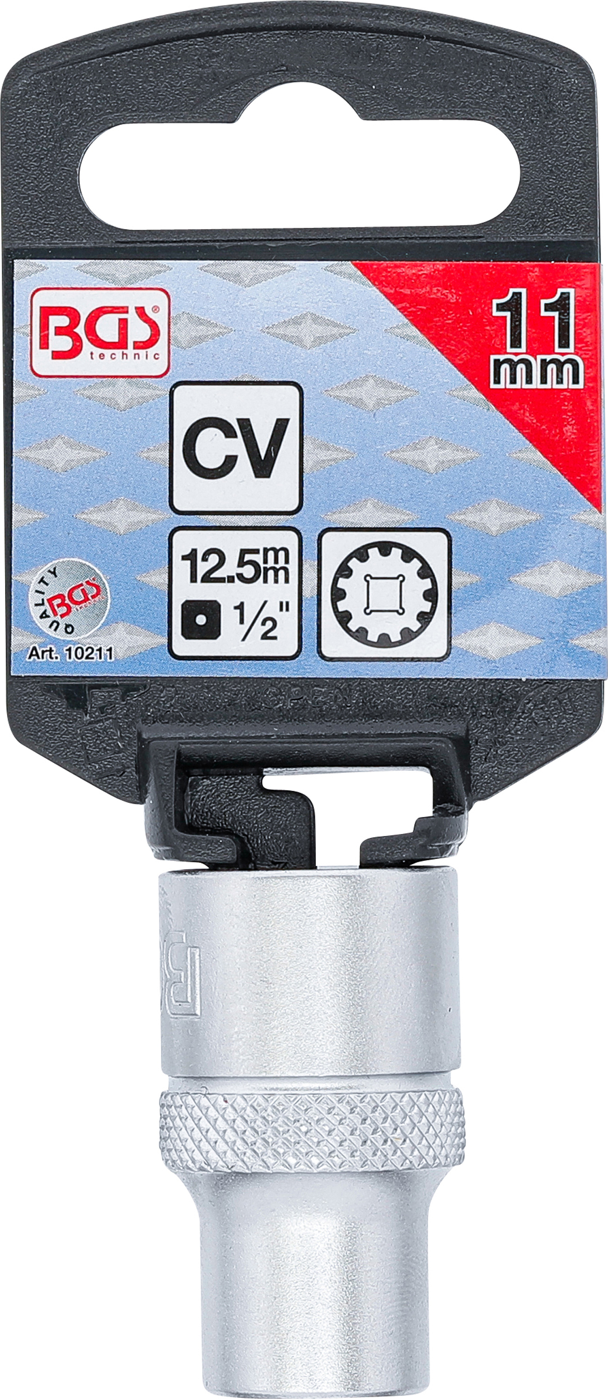 BGS Steckschlüssel-Einsatz Gear Lock | Antrieb Innenvierkant 12,5 mm (1/2") | SW 11 mm