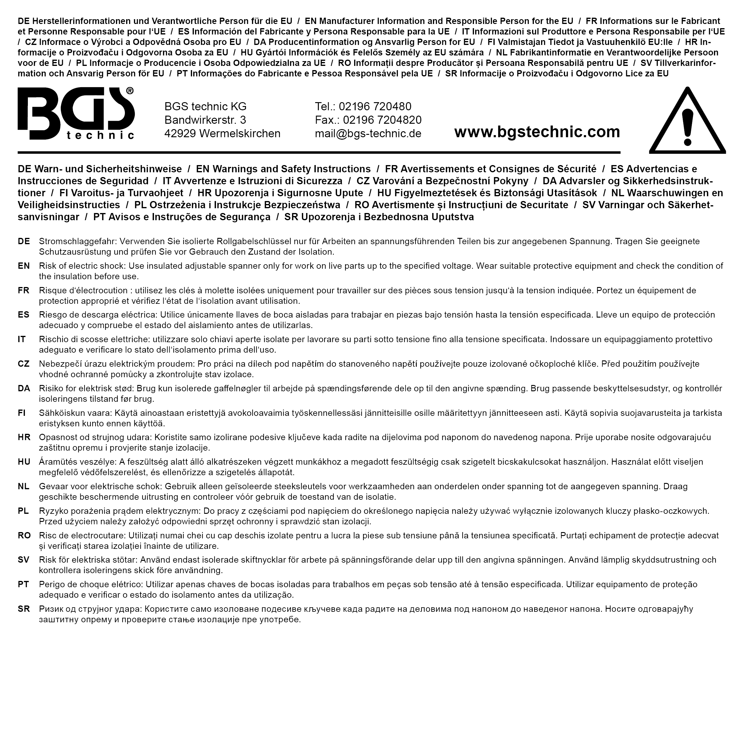 BGS VDE-Rollgabelschlüssel | SW max. 34 mm