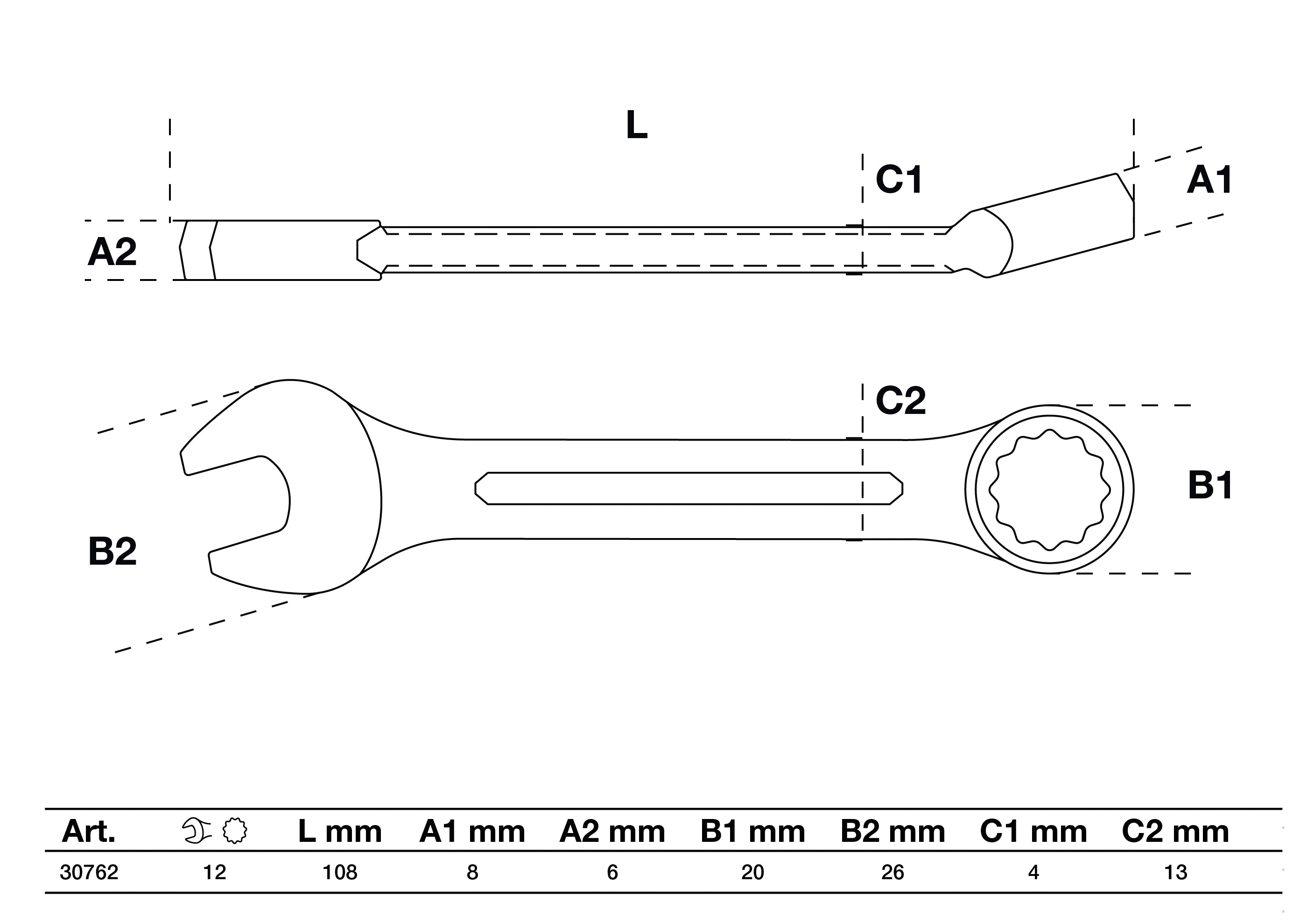 BGS Maul-Ringschlüssel, extra kurz | SW 12 mm