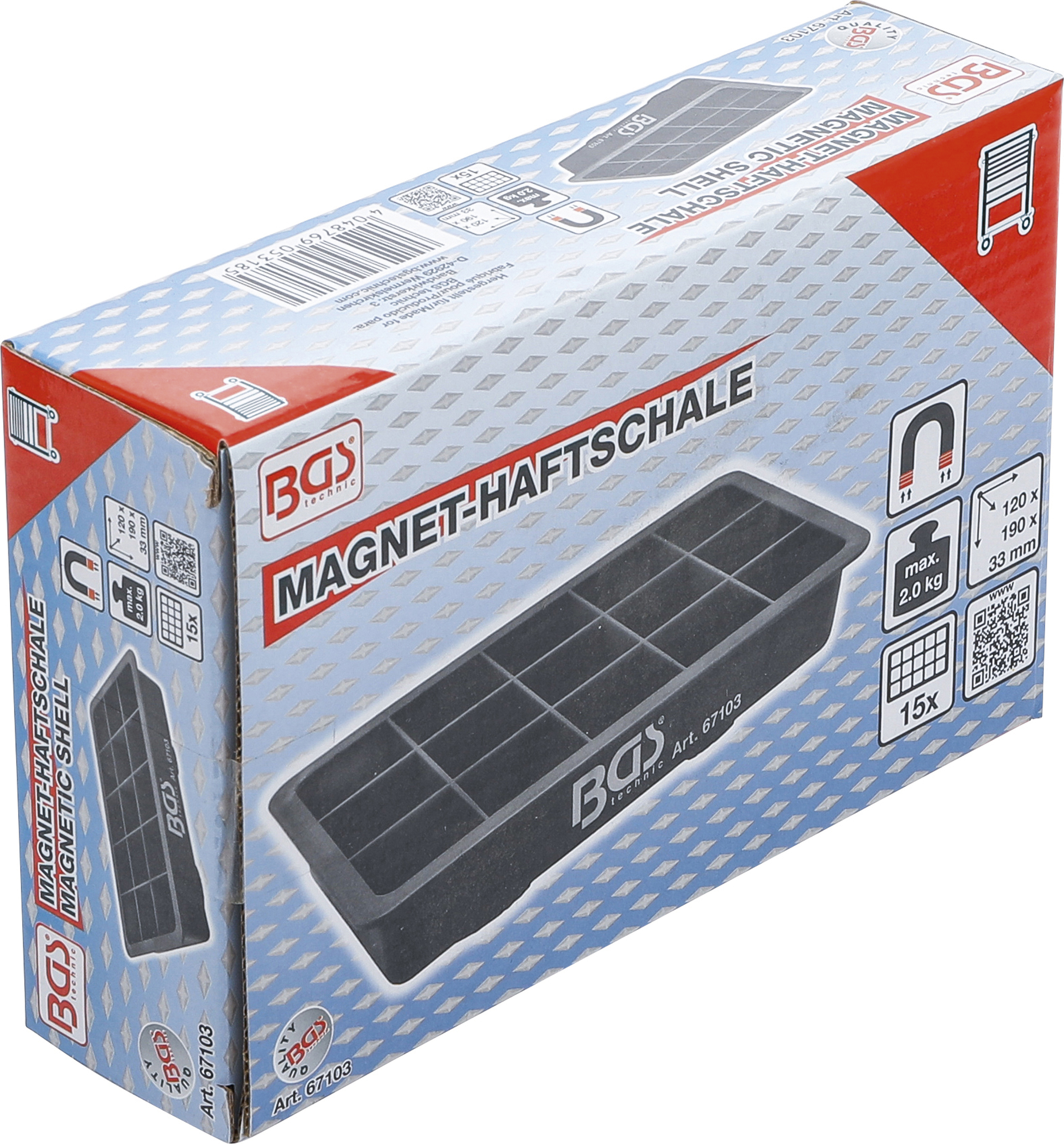 BGS Magnet-Haftschale | 15 Fächer | 120 x 190 mm