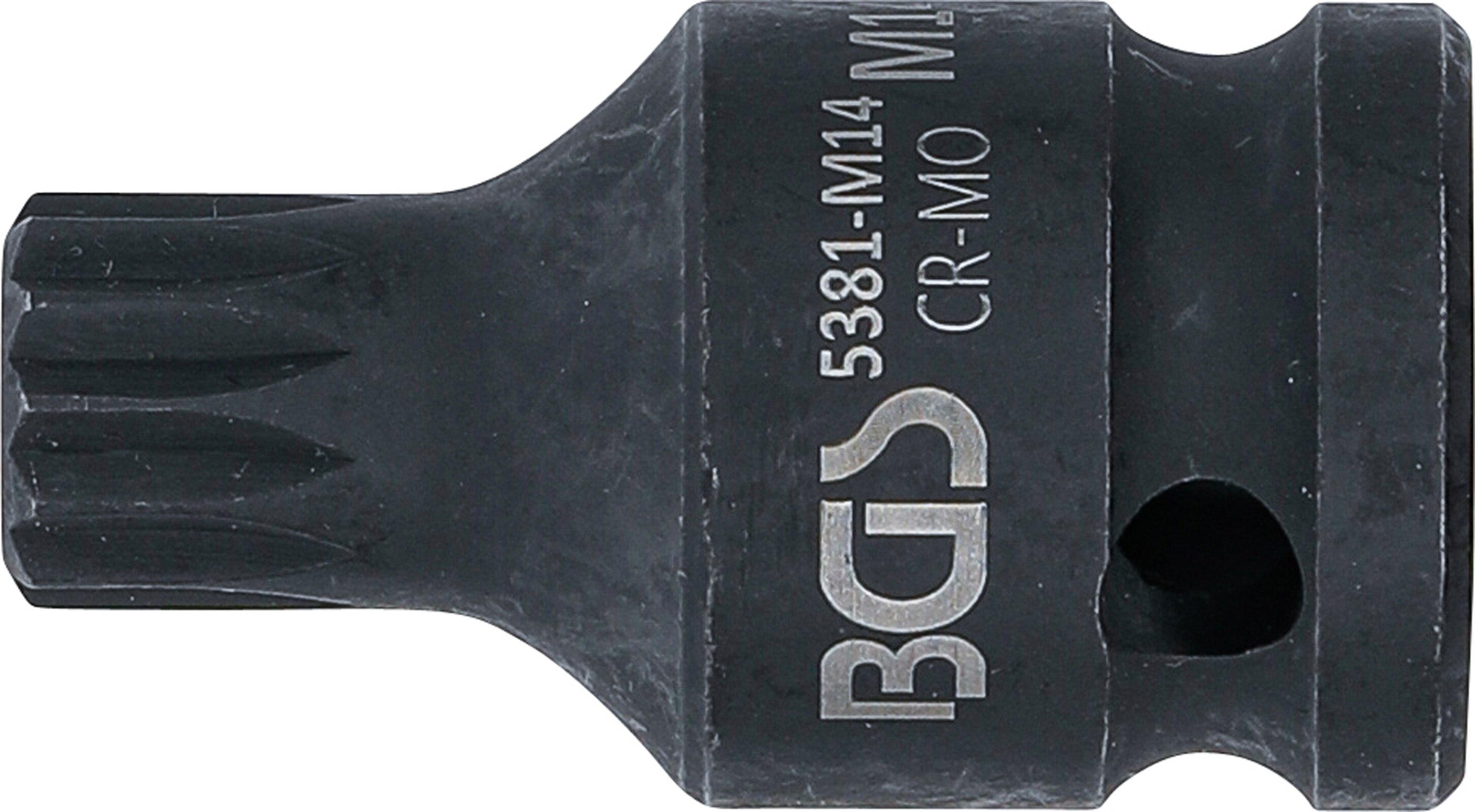 BGS Kraft-Bit-Einsatz | Länge 43 mm | Antrieb Innenvierkant 12,5 mm (1/2") | Innenvielzahn (für XZN) M14