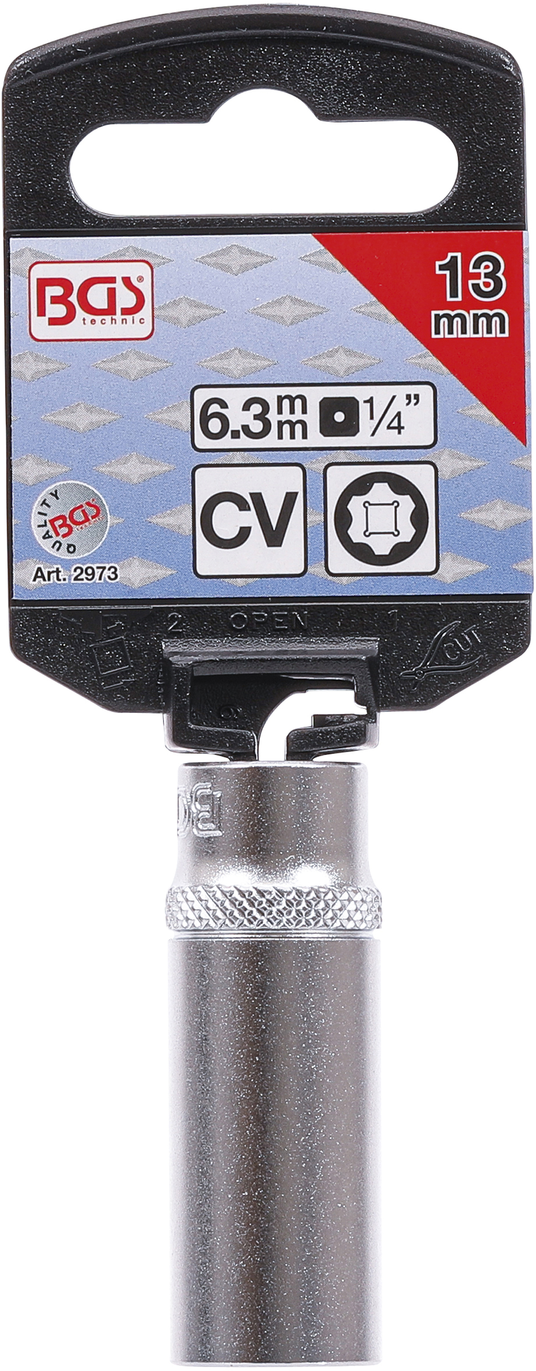 BGS Steckschlüssel-Einsatz Super Lock, tief | Antrieb Innenvierkant 6,3 mm (1/4") | SW 13 mm