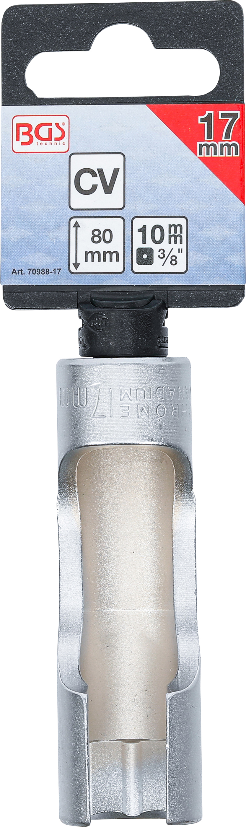 BGS Spezial-Steckschlüssel-Einsatz, geschlitzt | Antrieb Innenvierkant 10 mm (3/8") | SW 17 mm