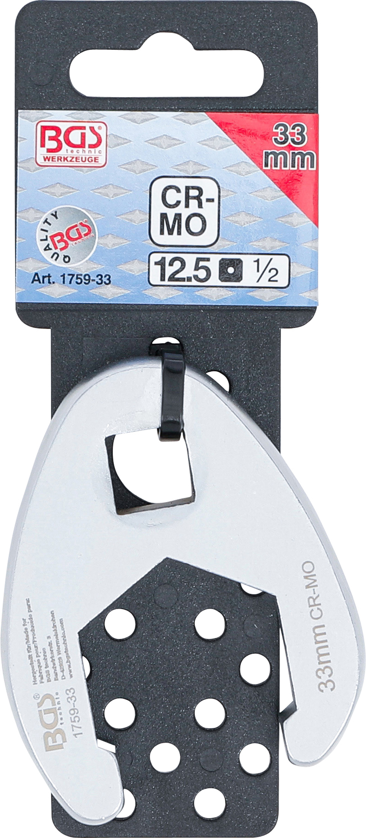 BGS Hahnenfußschlüssel | Antrieb Innenvierkant 12,5 mm (1/2") | SW 33 mm