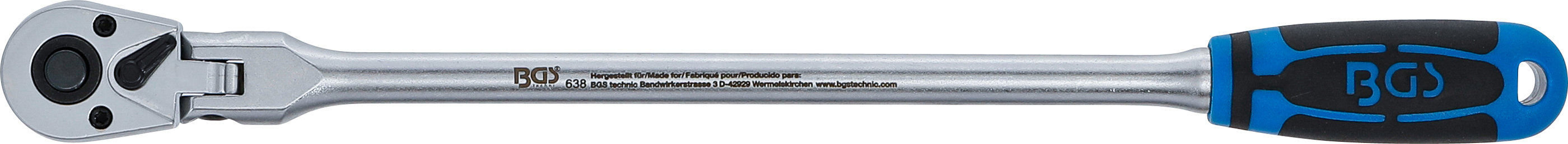 BGS Gelenkknarre | arretierbar | extra lang | Abtrieb Außenvierkant 6,3 mm (1/4") | 304 mm