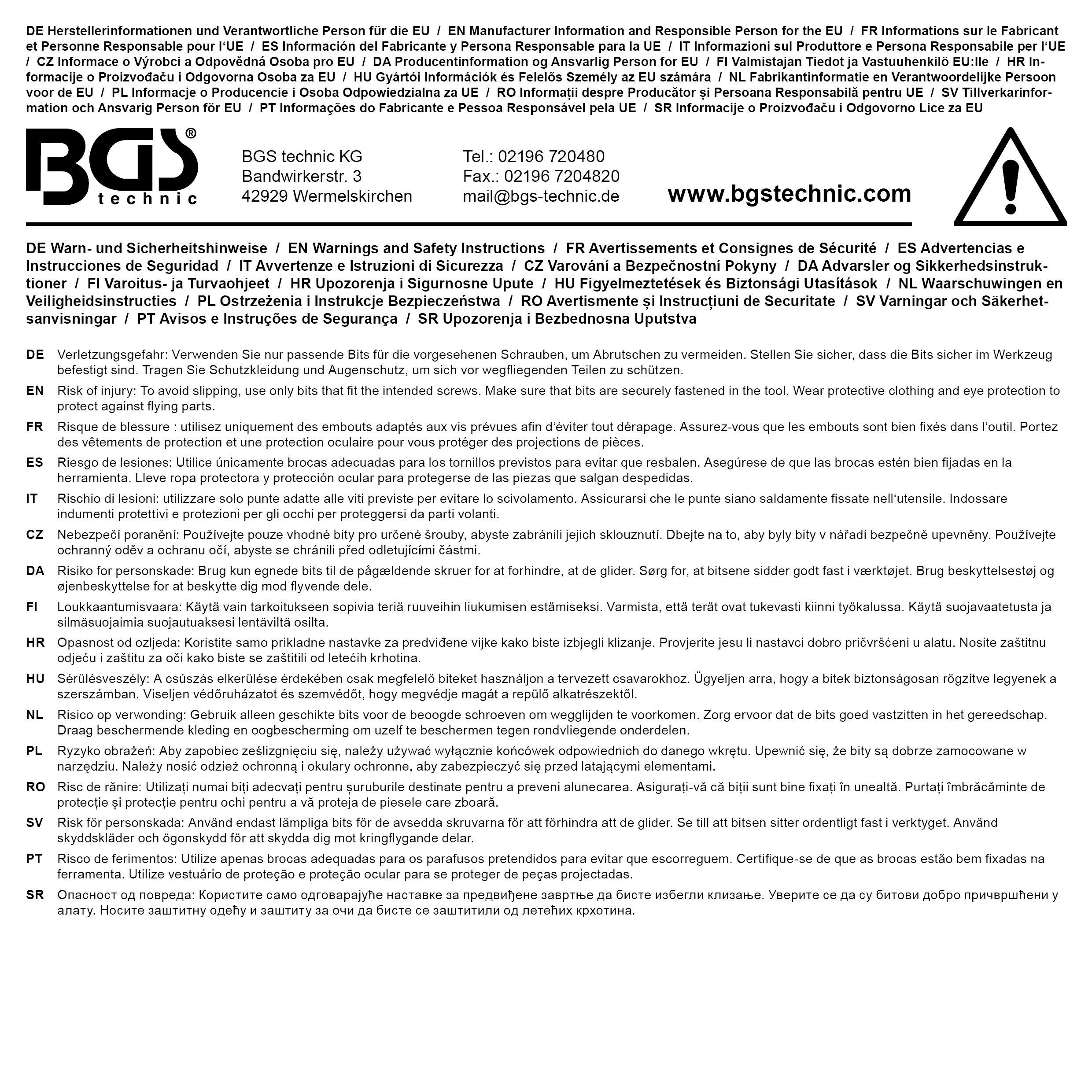 BGS Spezial-Bitknarre, ultra dünn | Abtrieb Innensechskant 6,3 mm (1/4") | inkl. 4 Spezial-Bits
