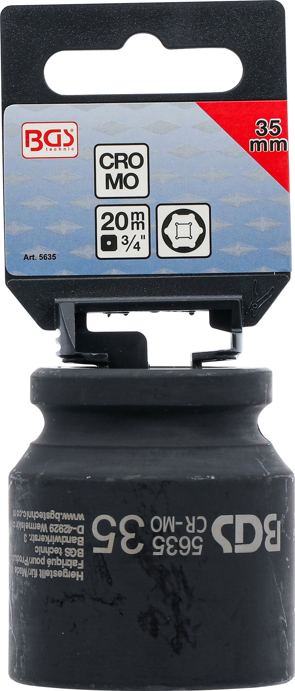 BGS Kraft-Steckschlüssel-Einsatz Sechskant | Antrieb Innenvierkant 20 mm (3/4") | SW 35 mm