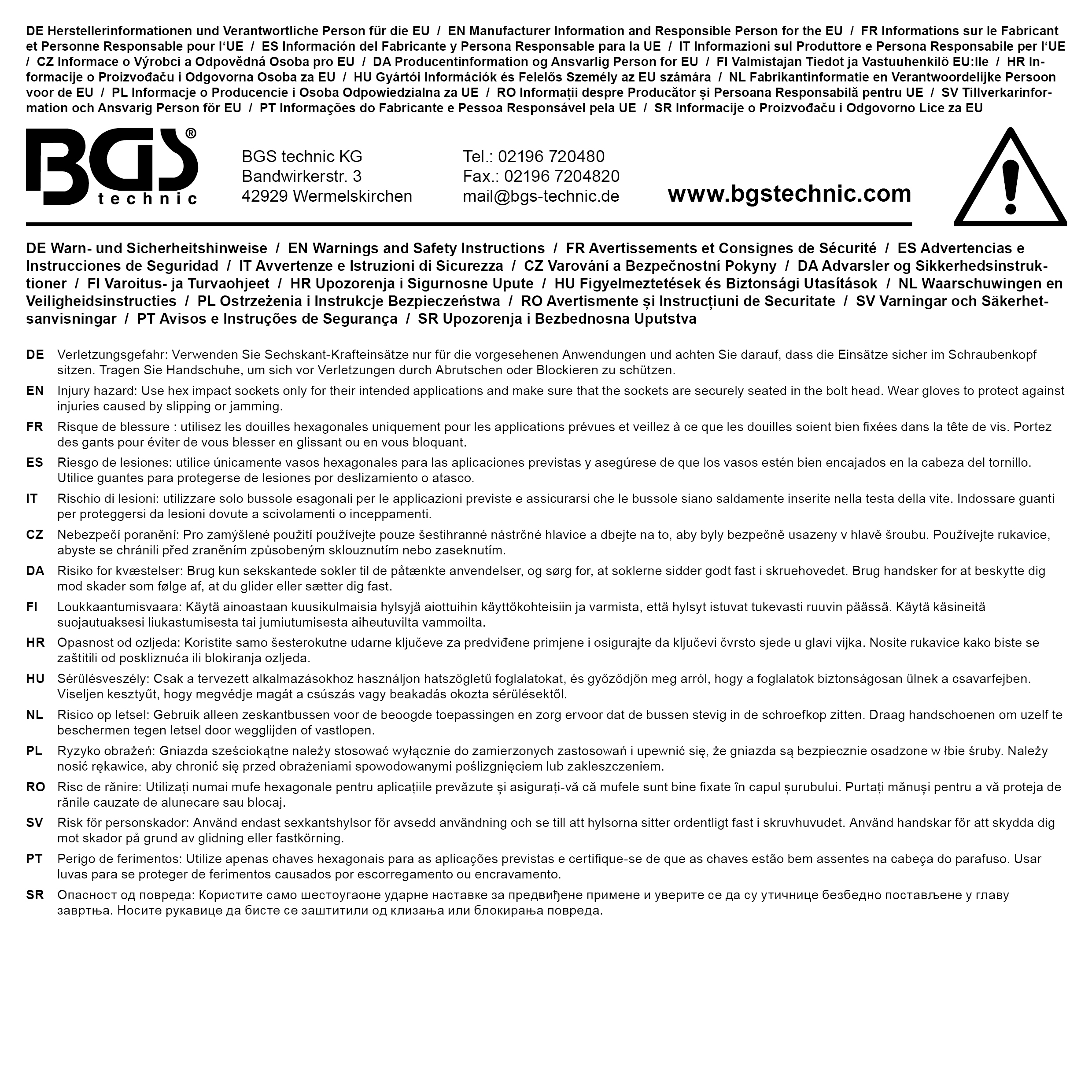 BGS Kraft-Steckschlüssel-Einsatz Sechskant | Antrieb Innenvierkant 25 mm (1") | SW 75 mm