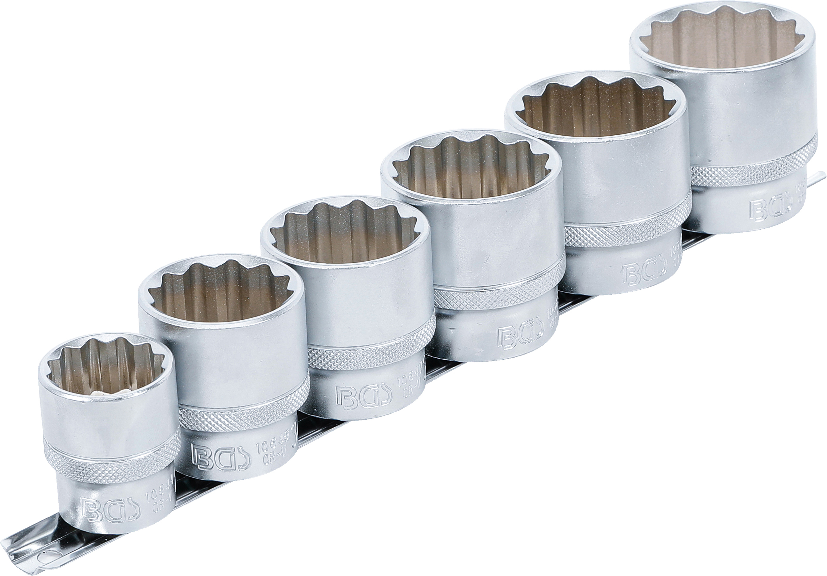 BGS Steckschlüssel-Einsatz-Satz, Zwölfkant | Antrieb Innenvierkant 12,5 mm (1/2") | SW 24 - 38 mm | 6-tlg.