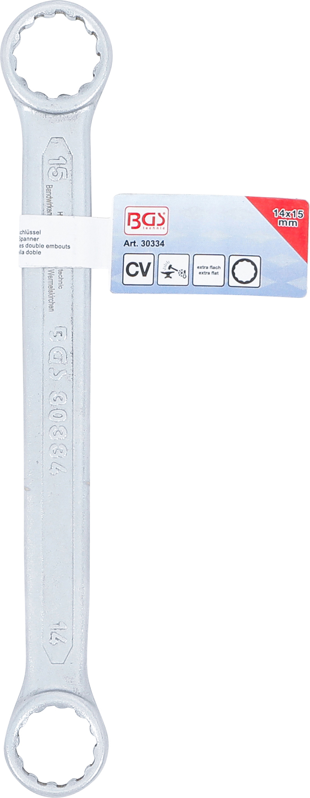 BGS Doppel-Ringschlüssel | extra flach | SW 14 x 15 mm