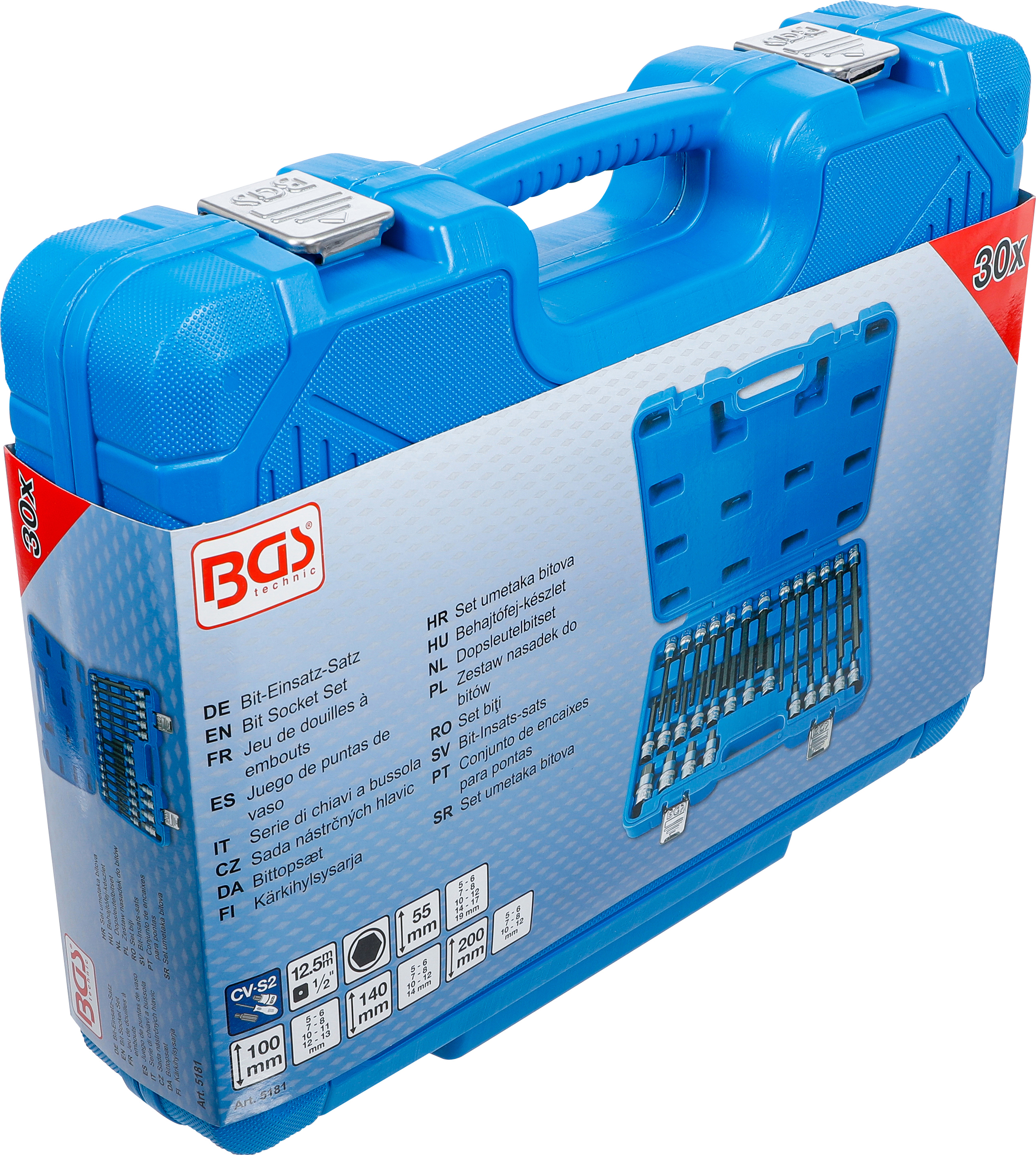 BGS Bit-Einsatz-Satz | Antrieb Innenvierkant 12,5 mm (1/2") | Innensechskant | 30-tlg.