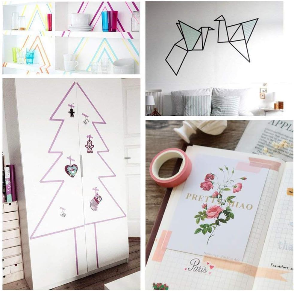 INTVN 40 Rollen Washi Tape Set, buntes dekoratives Washi Masking Tape, Früher Regenbogen Farbaufkleber Dekoratives Masking Tape für Scrapbook DIY Hand