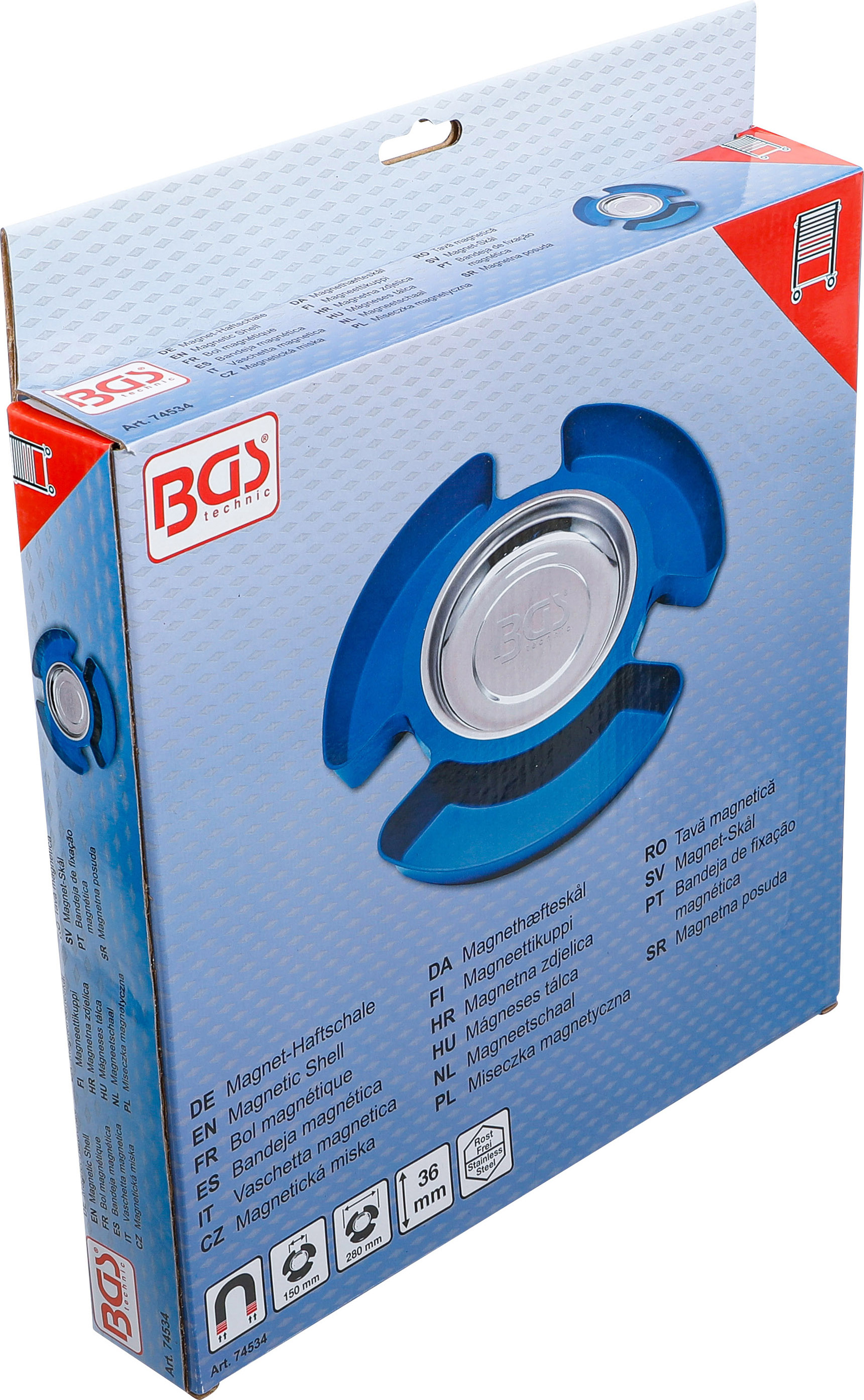 BGS Magnet-Haftschale | mit 3 Kunststoff-Ablagen | 150 mm