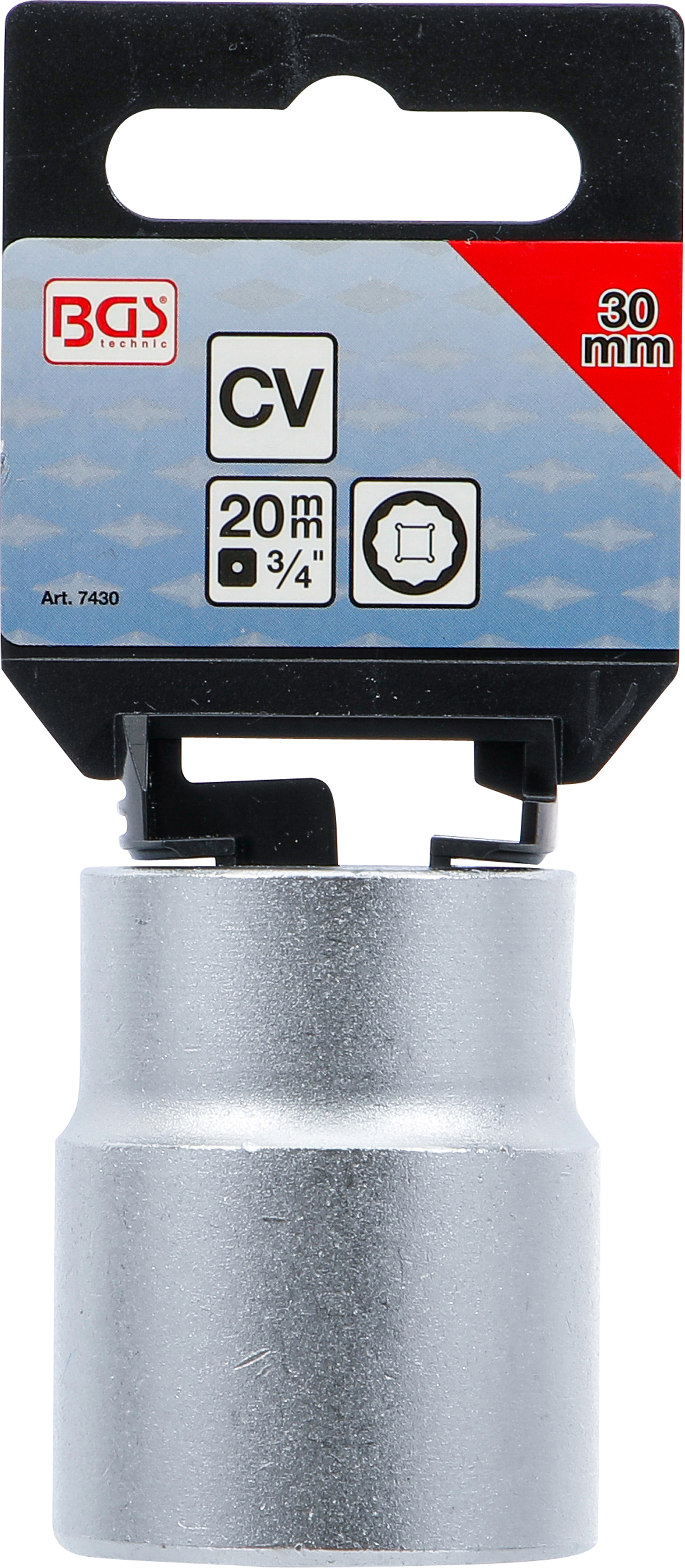 BGS Steckschlüssel-Einsatz Zwölfkant | Antrieb Innenvierkant 20 mm (3/4") | SW 30 mm