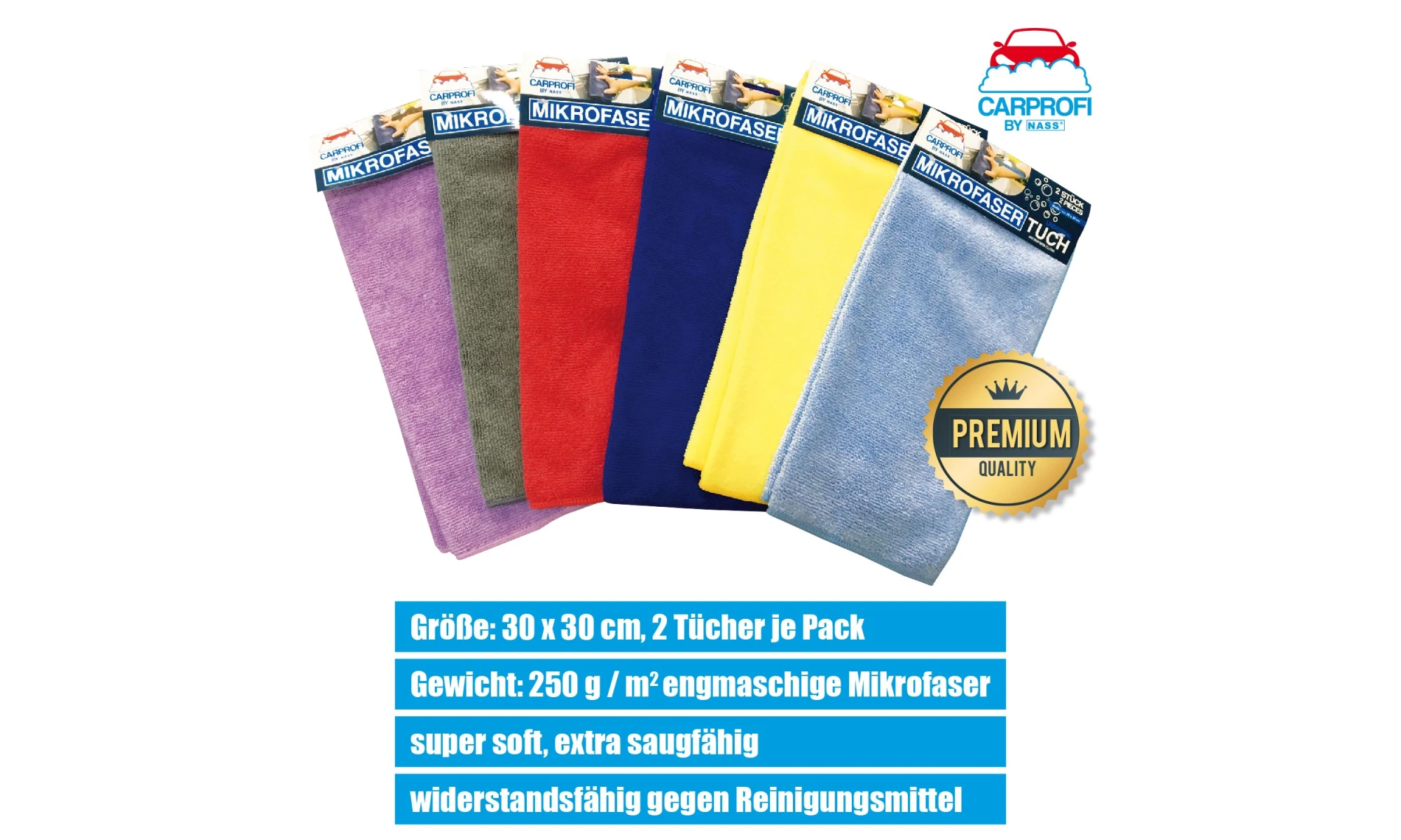Carprofi Universal Mikrofasertuch 30x30 cm Microfasertücher 2er Pack