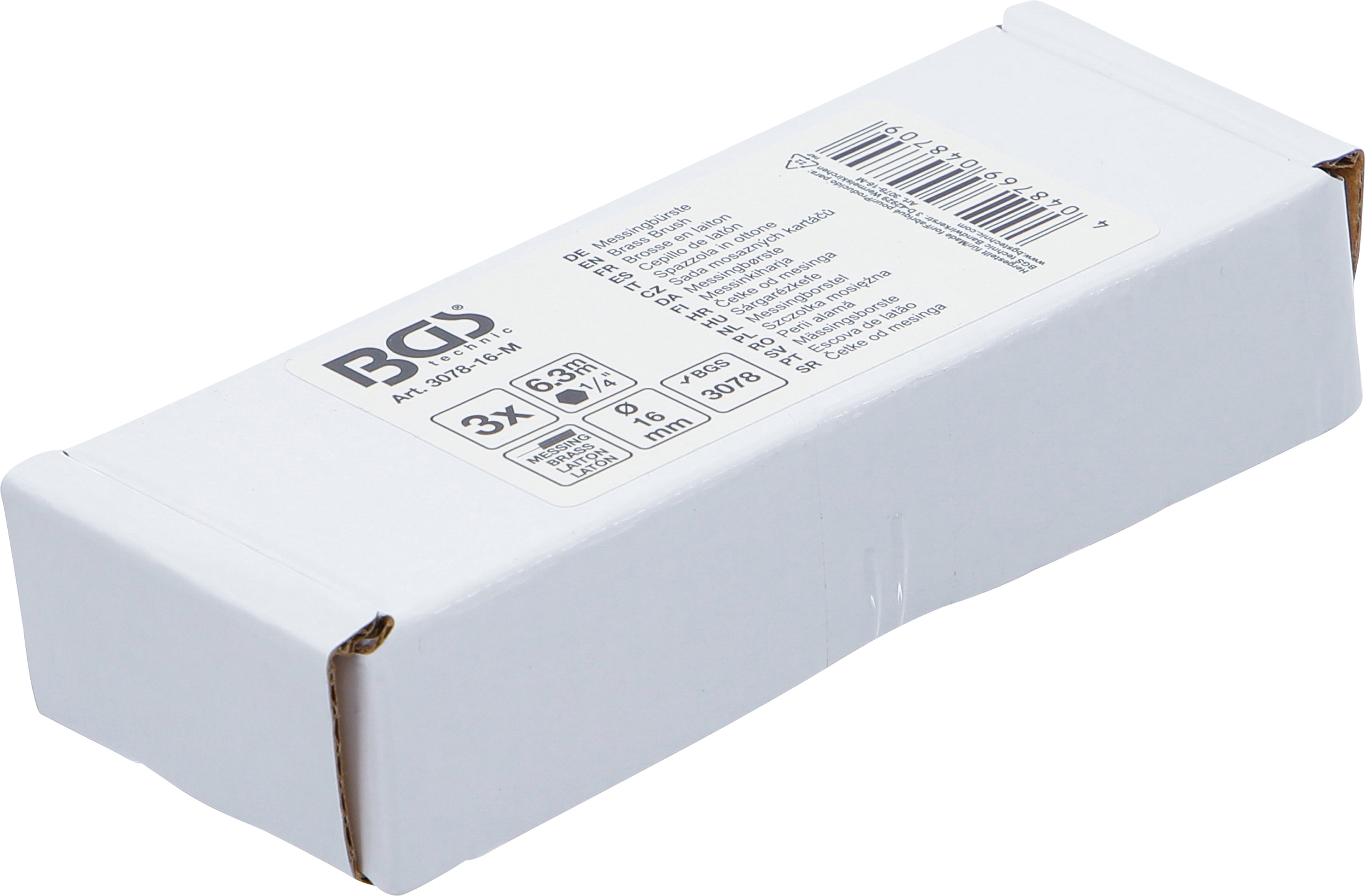 BGS Messingbürste | 16 mm | Antrieb Außensechskant 6,3 mm (1/4") | 3-tlg.