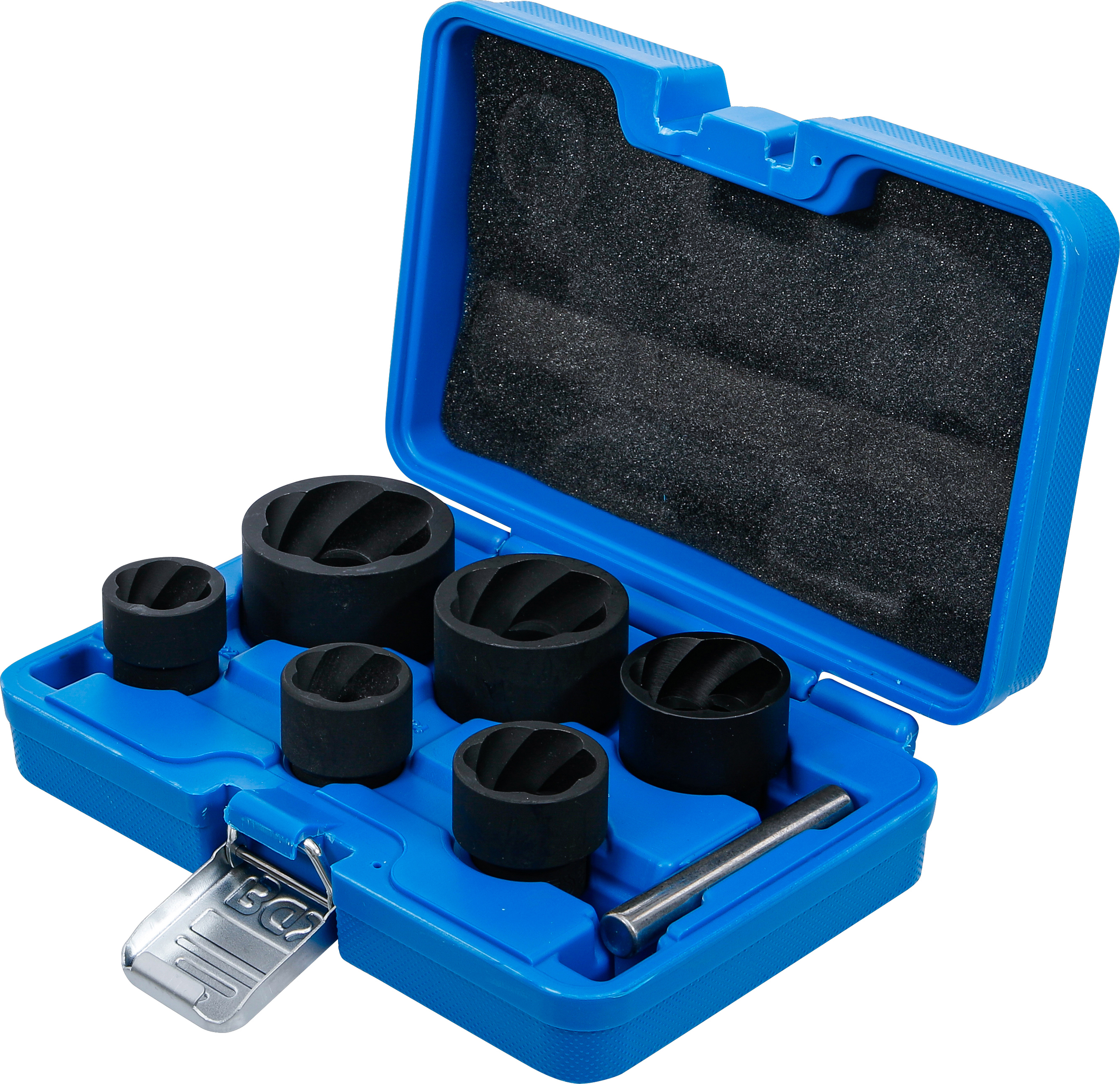 BGS Spiral-Profil-Steckschlüssel-Satz / Schraubenausdreher | Antrieb Innenvierkant 12,5 mm (1/2") + 20 mm (3/4") | SW 22 - 41 mm | 6-tlg.