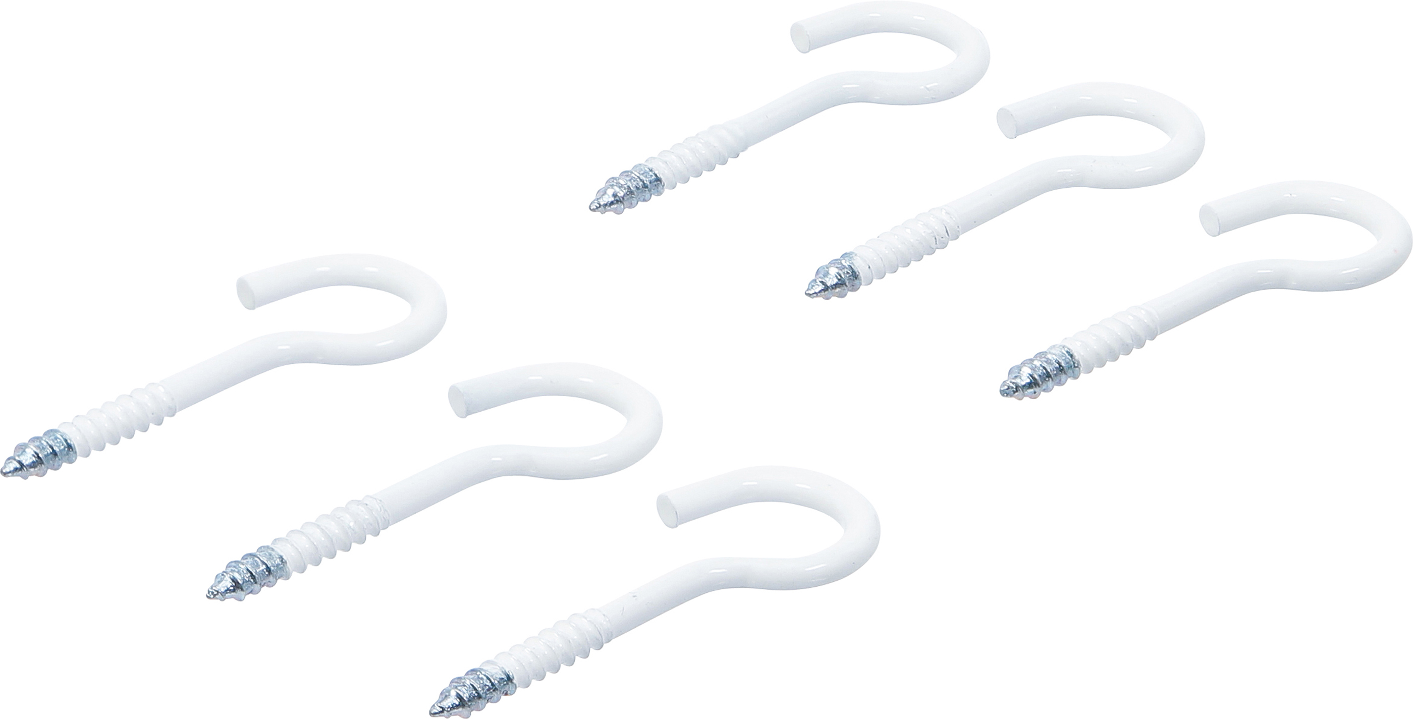 BGS Schraubhaken-Sortiment | weiß | kunststoffummantelt | 60 mm | 6-tlg.