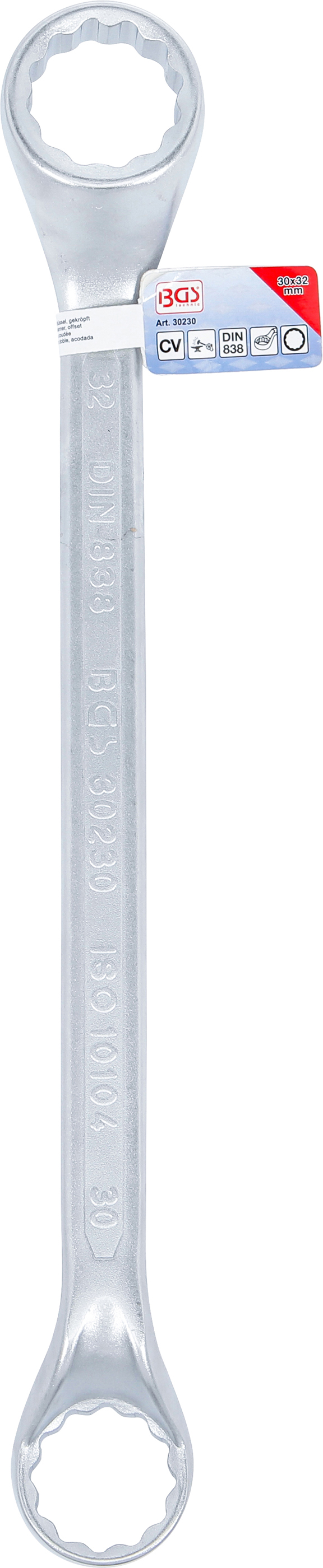 BGS Doppel-Ringschlüssel | tief gekröpft | SW 30 x 32 mm