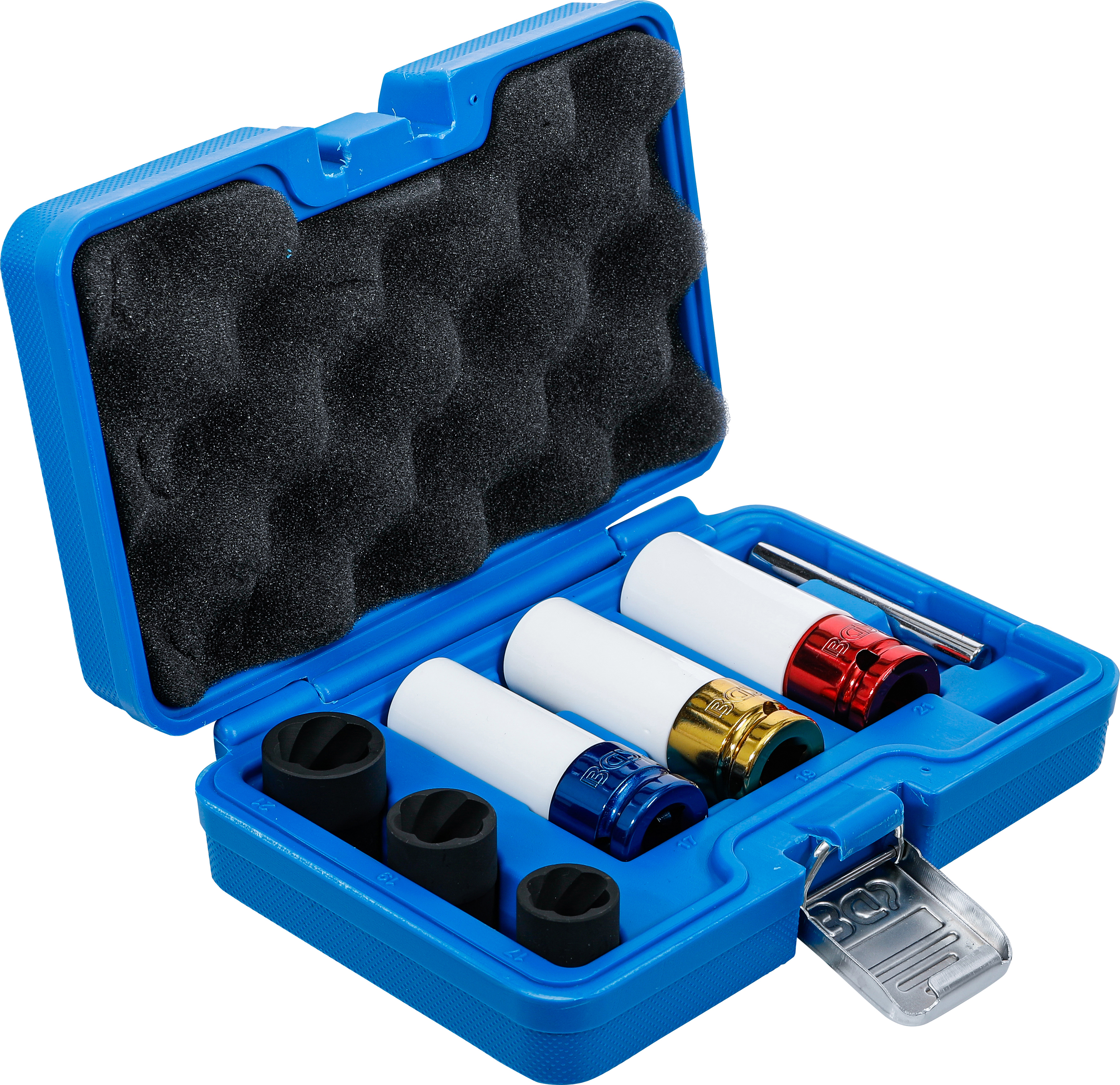 BGS Kraft-Schoneinsatz- und Spiral-Profil-Steckschlüssel-Satz | Antrieb Innenvierkant 12,5 mm (1/2") | SW 17 - 21 mm | 7-tlg.