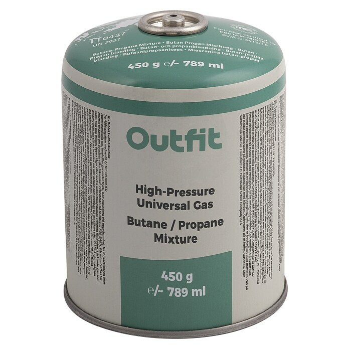 Outfit Gaskartusche 450 g Butan Propan Mix mit Gas Block System