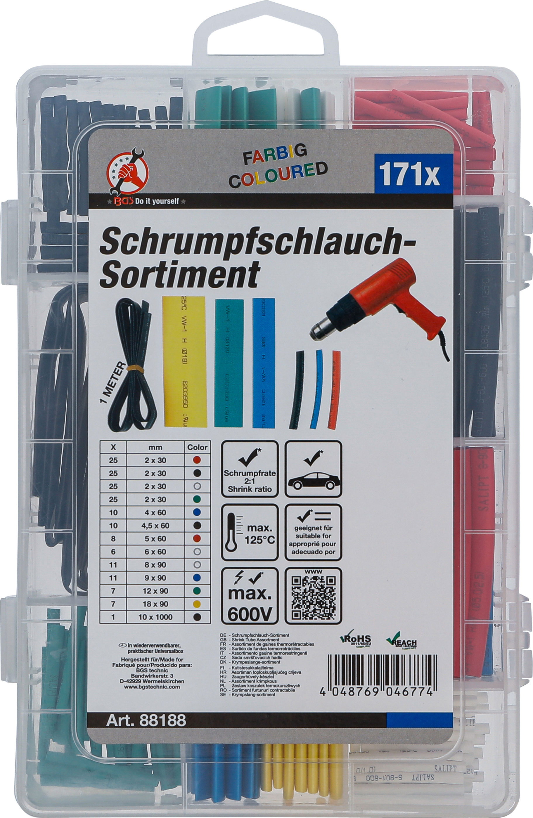 BGS Schrumpfschlauch-Sortiment | farbig | 171-tlg.