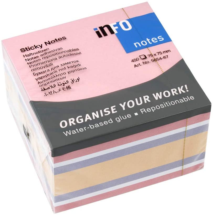 Info Notes Sticky Notes Haftnotizen Lachsfarben Mix 75x75 mm 450 Blatt